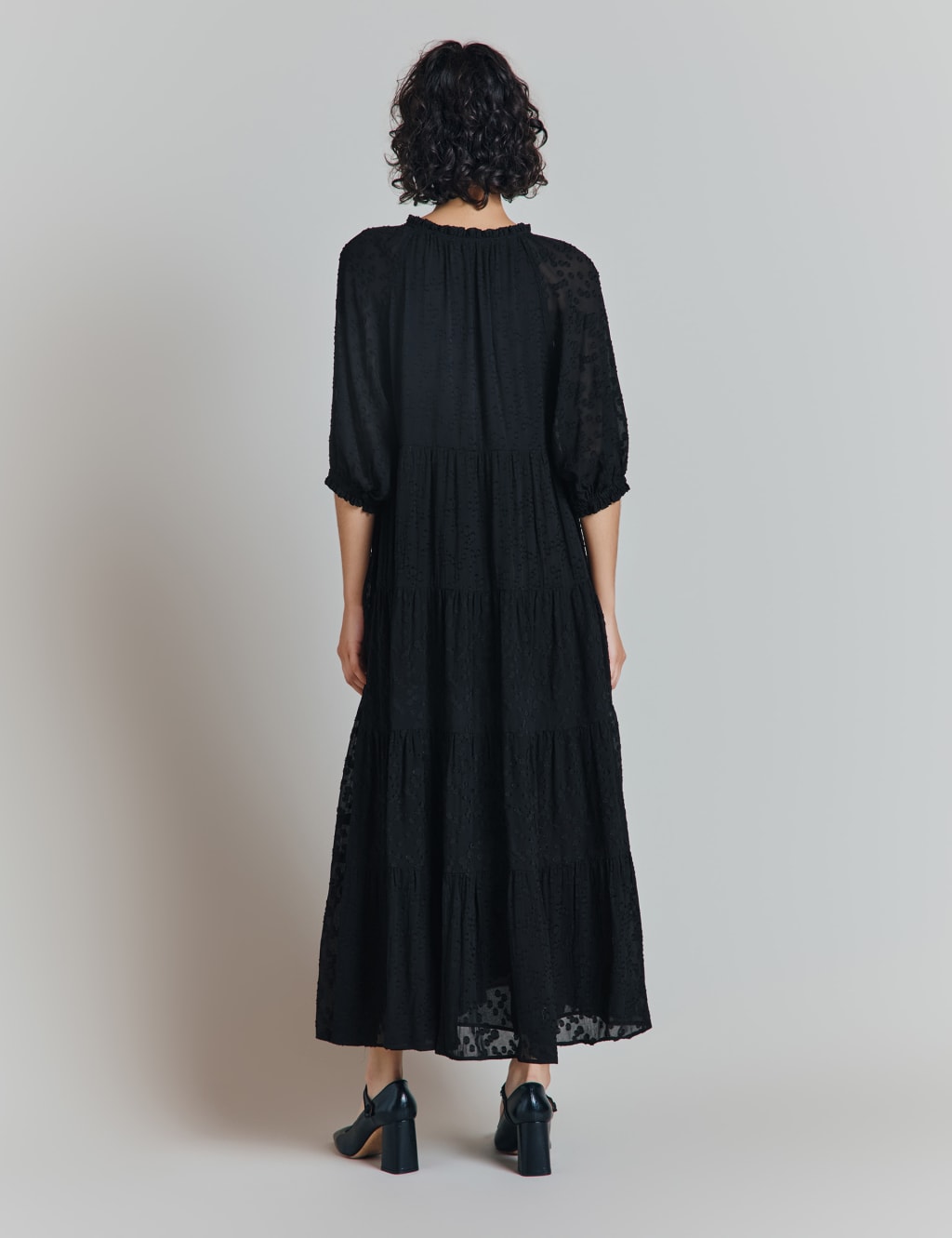 Jacquard V-Neck Midi Tiered Dress 3 of 5