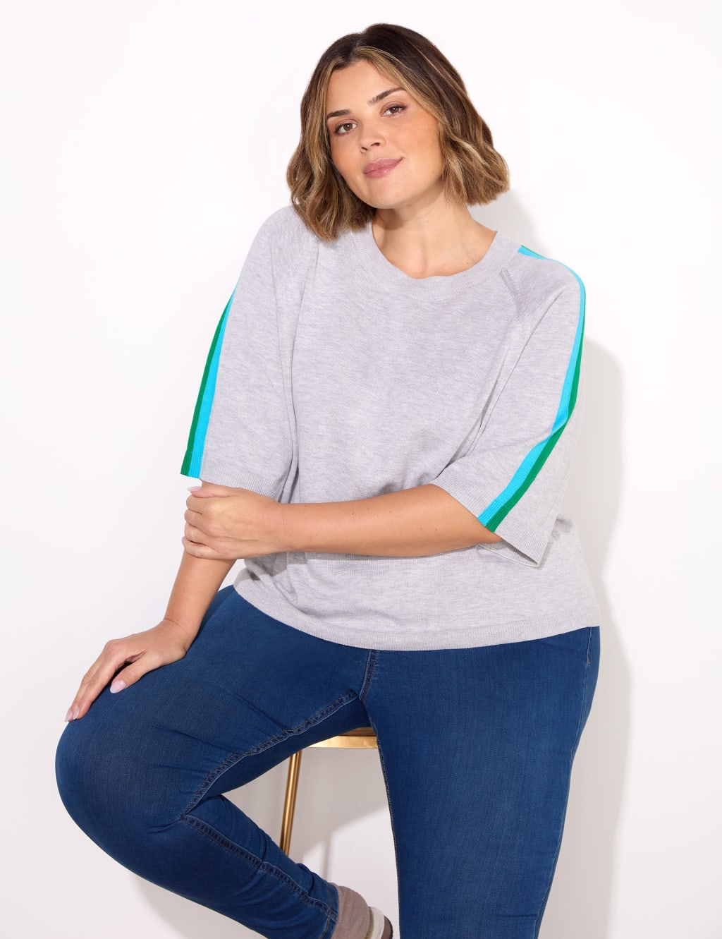Cotton Rich Stripe Detail T-Shirt 2 of 4