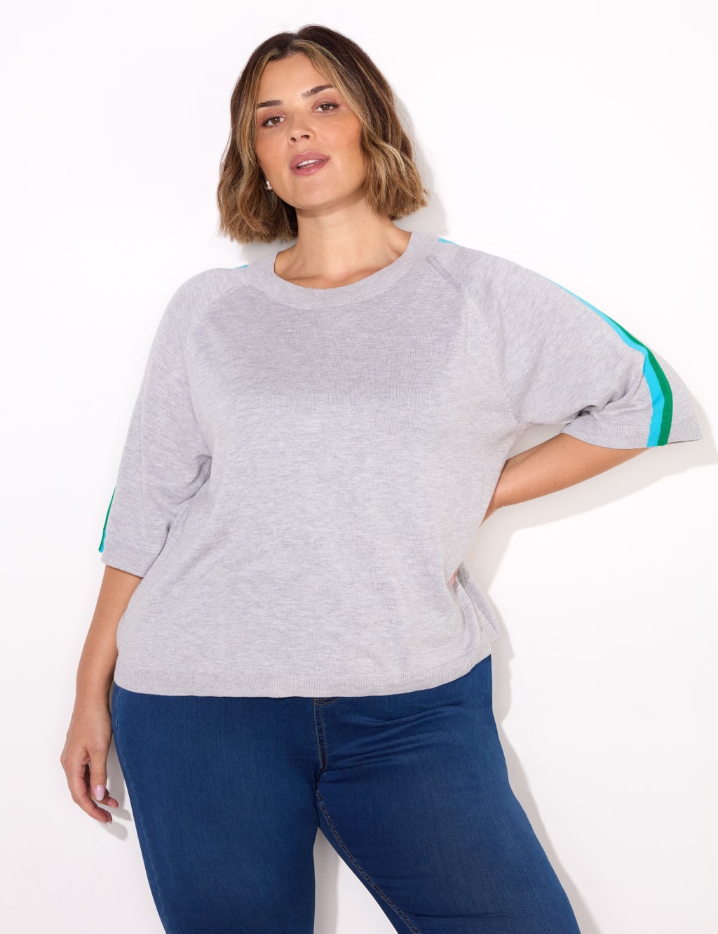 Cotton Rich Stripe Detail T-Shirt 3 of 4