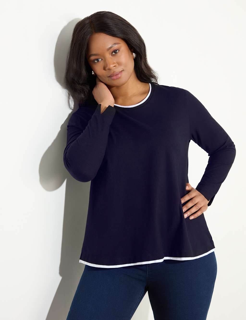 Pure Cotton Contrast Trim Top 3 of 4