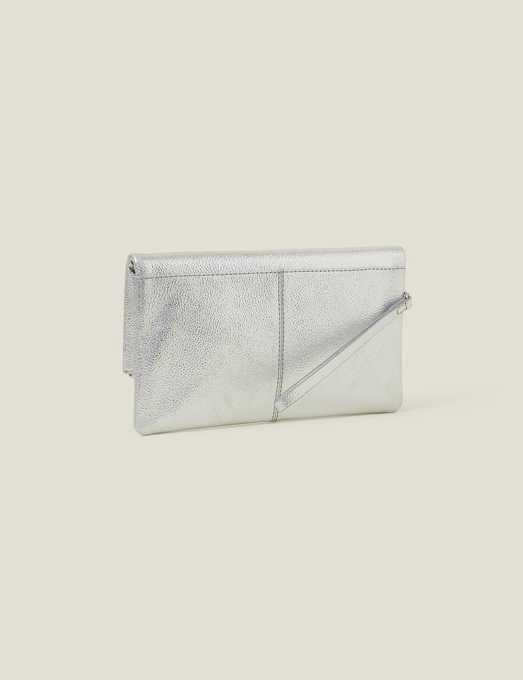 Leather Metallic Fold Over Clutch Bag 2 of 4