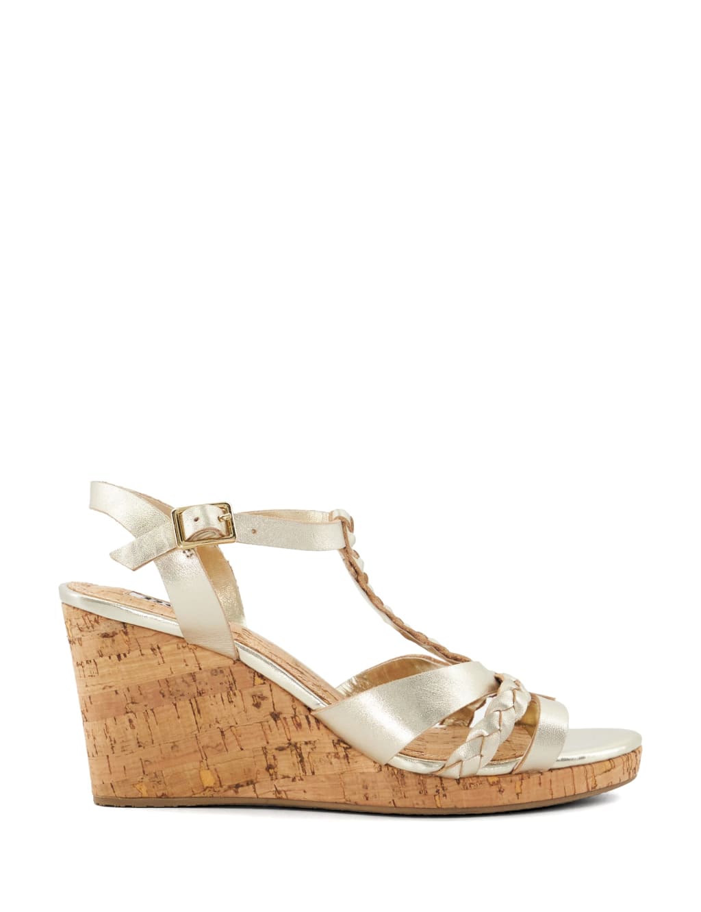 Leather Metallic T Bar Wedge Sandals Dune London M S