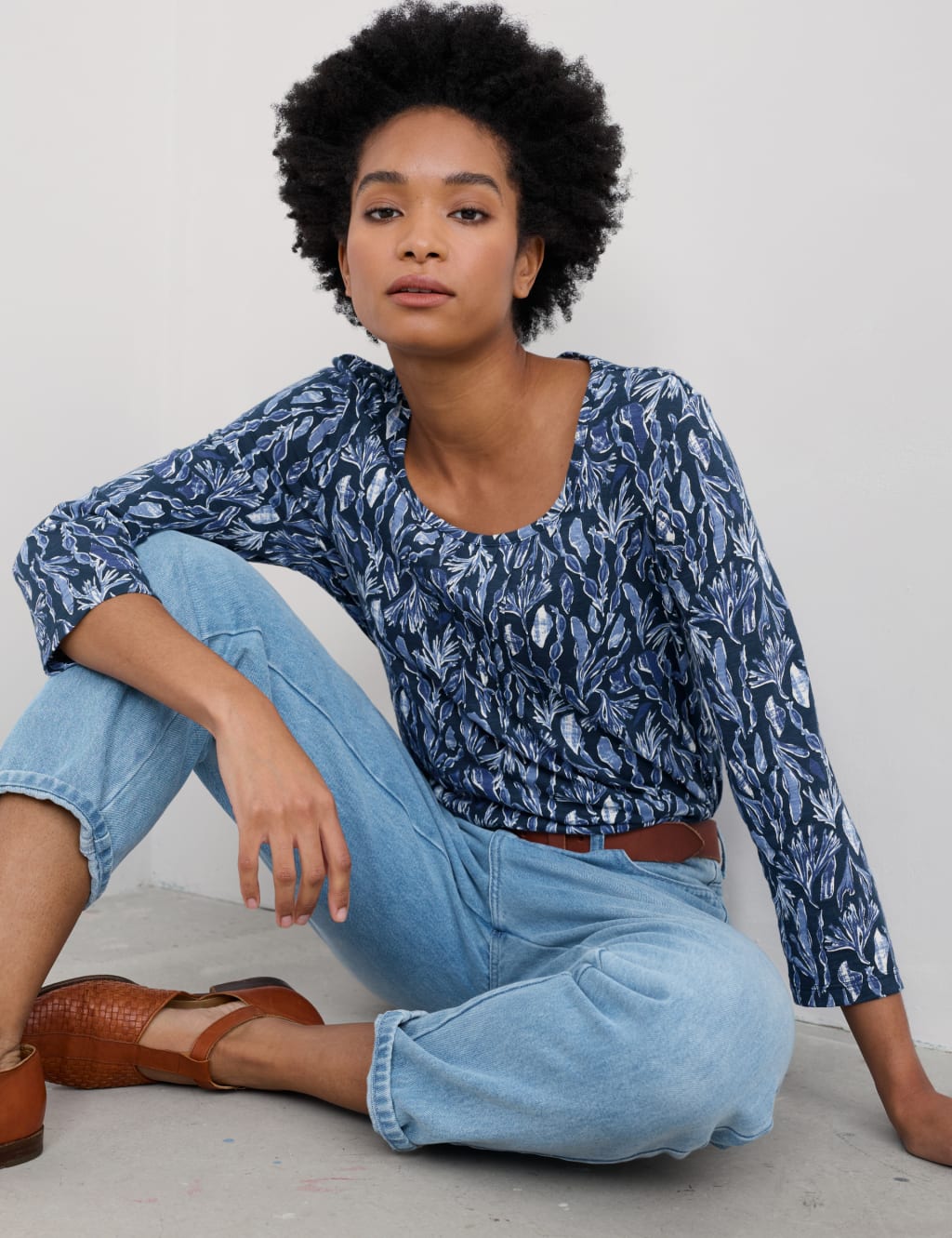 Pure Cotton Floral Scoop Neck Relaxed Top 3 of 4