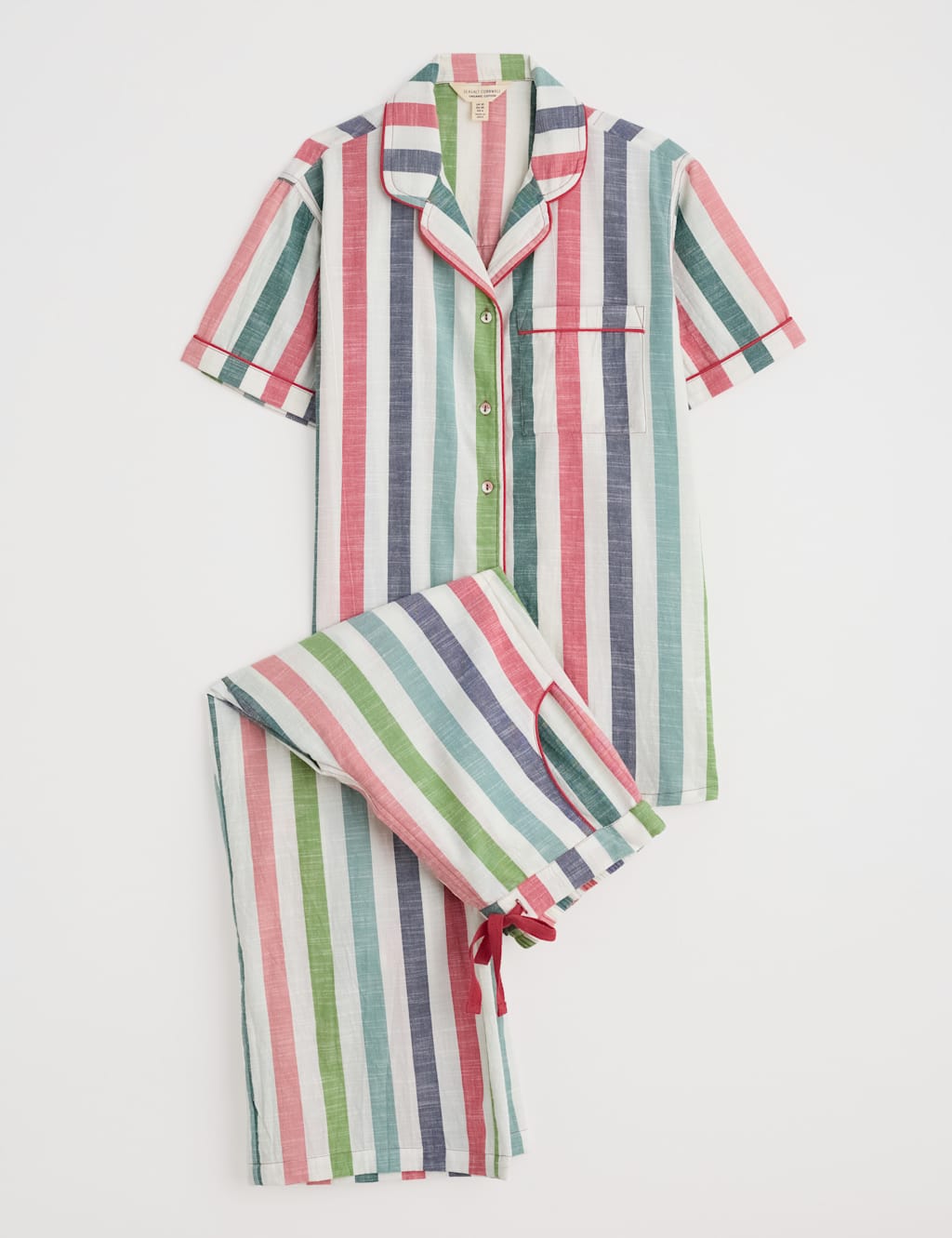 Pure Cotton Striped Cropped Pyjama Set 2 of 4