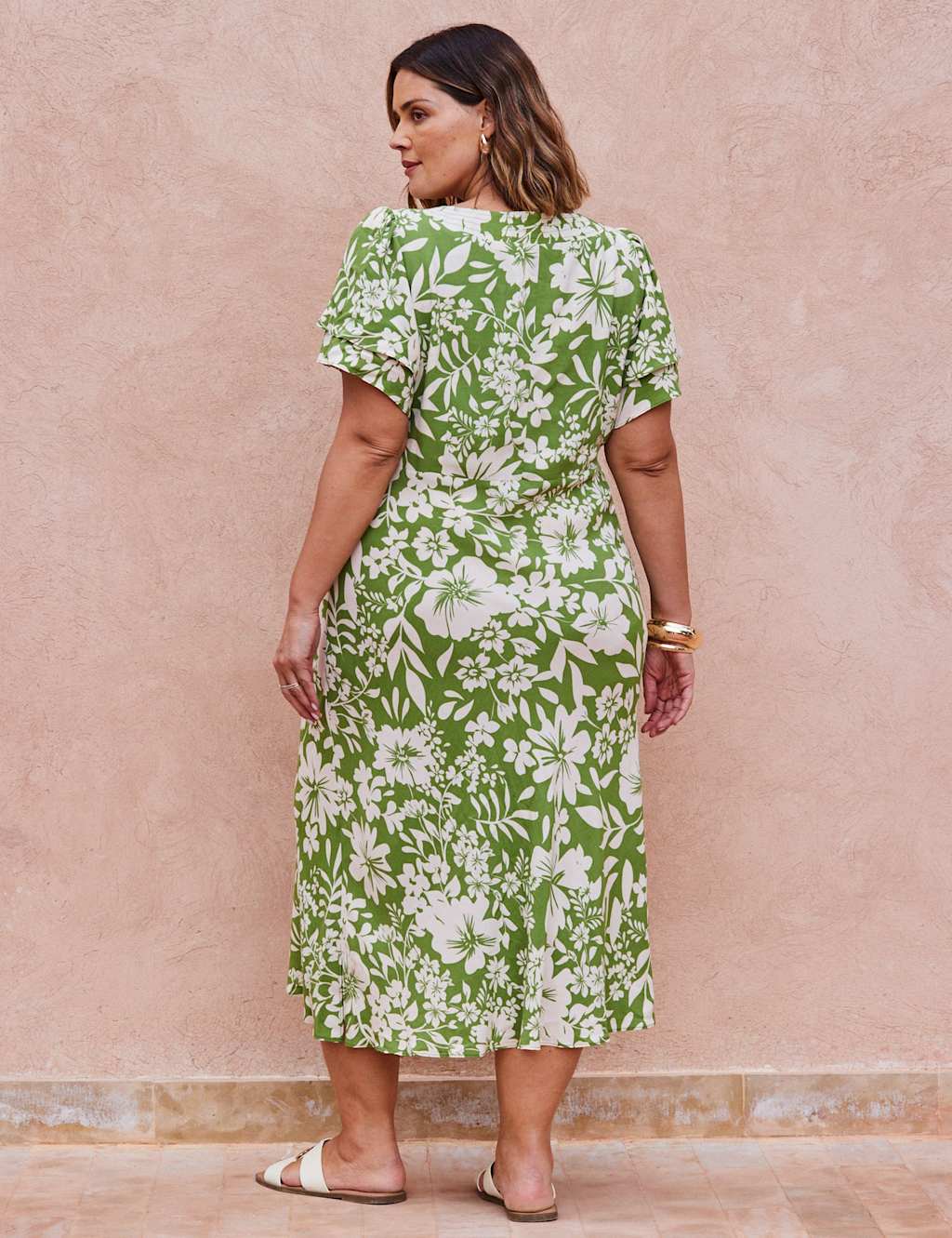 Floral V-Neck Angel Sleeve Midaxi Tea Dress 5 of 5