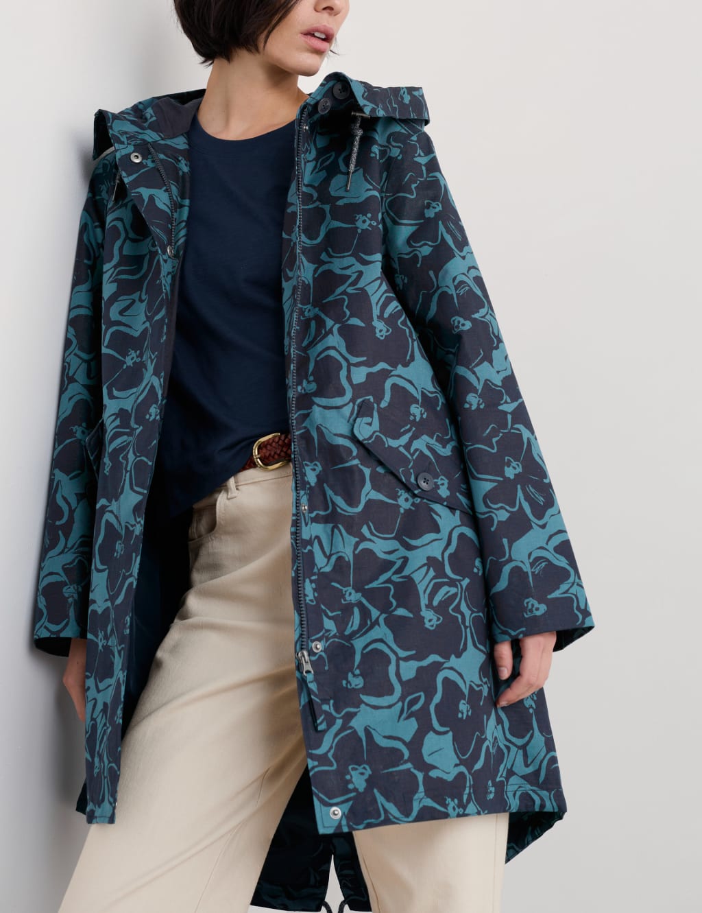 Linen Rich Floral Hooded Raincoat 4 of 4