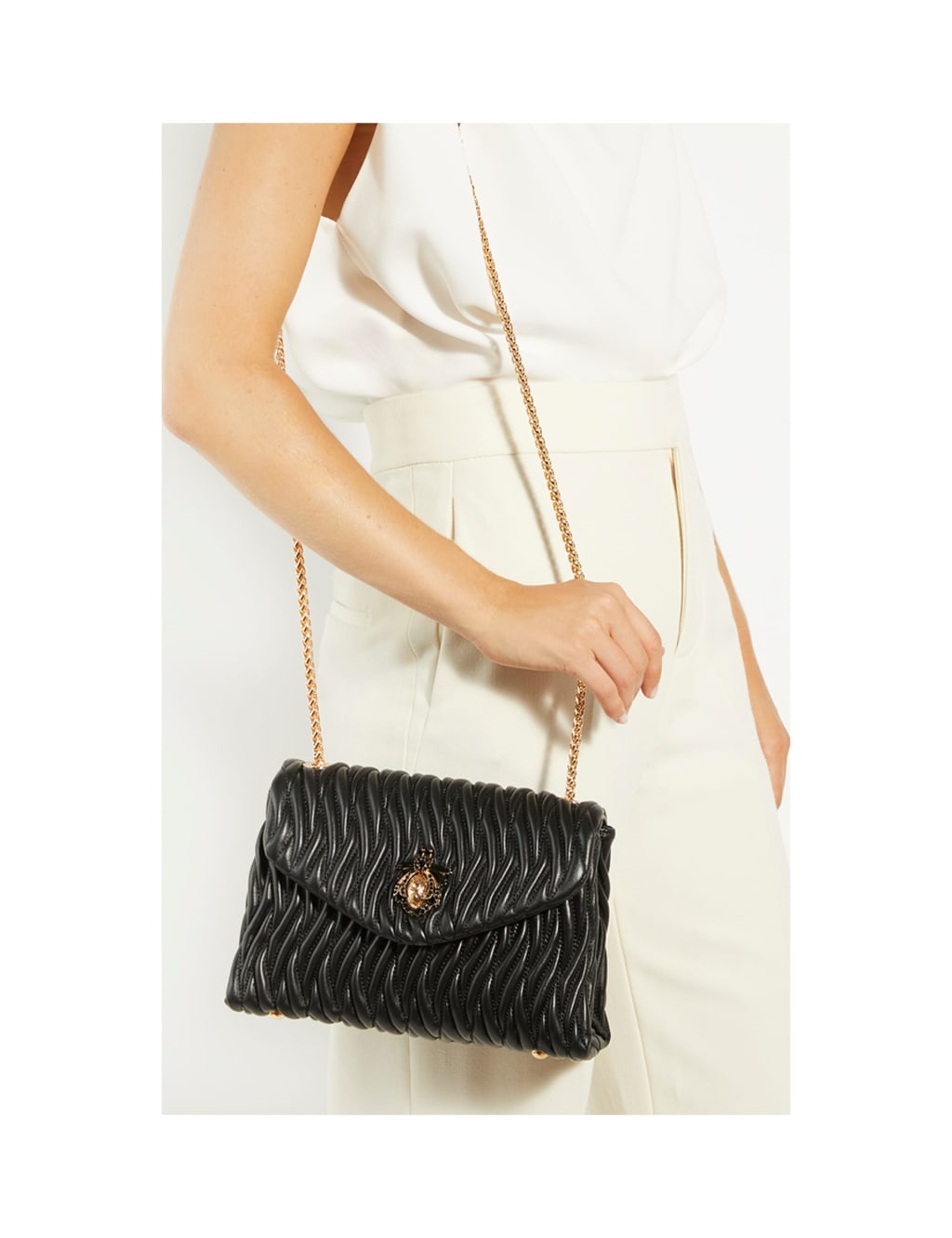 Dune black quilted bag sales