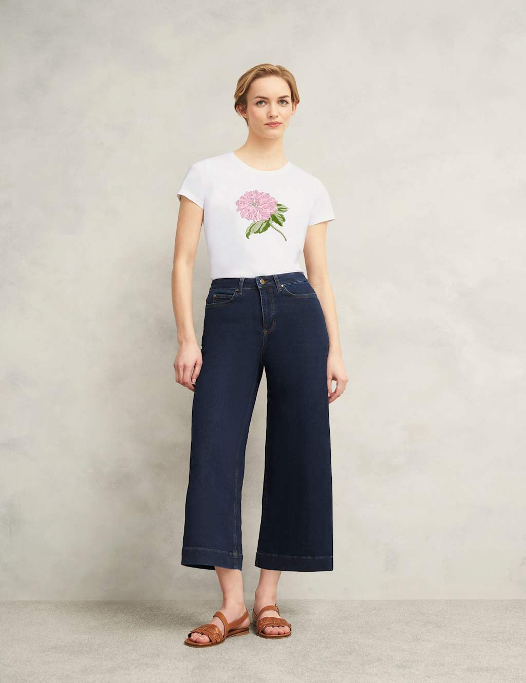 Pure Cotton Embroidered Flower T-Shirt 4 of 7