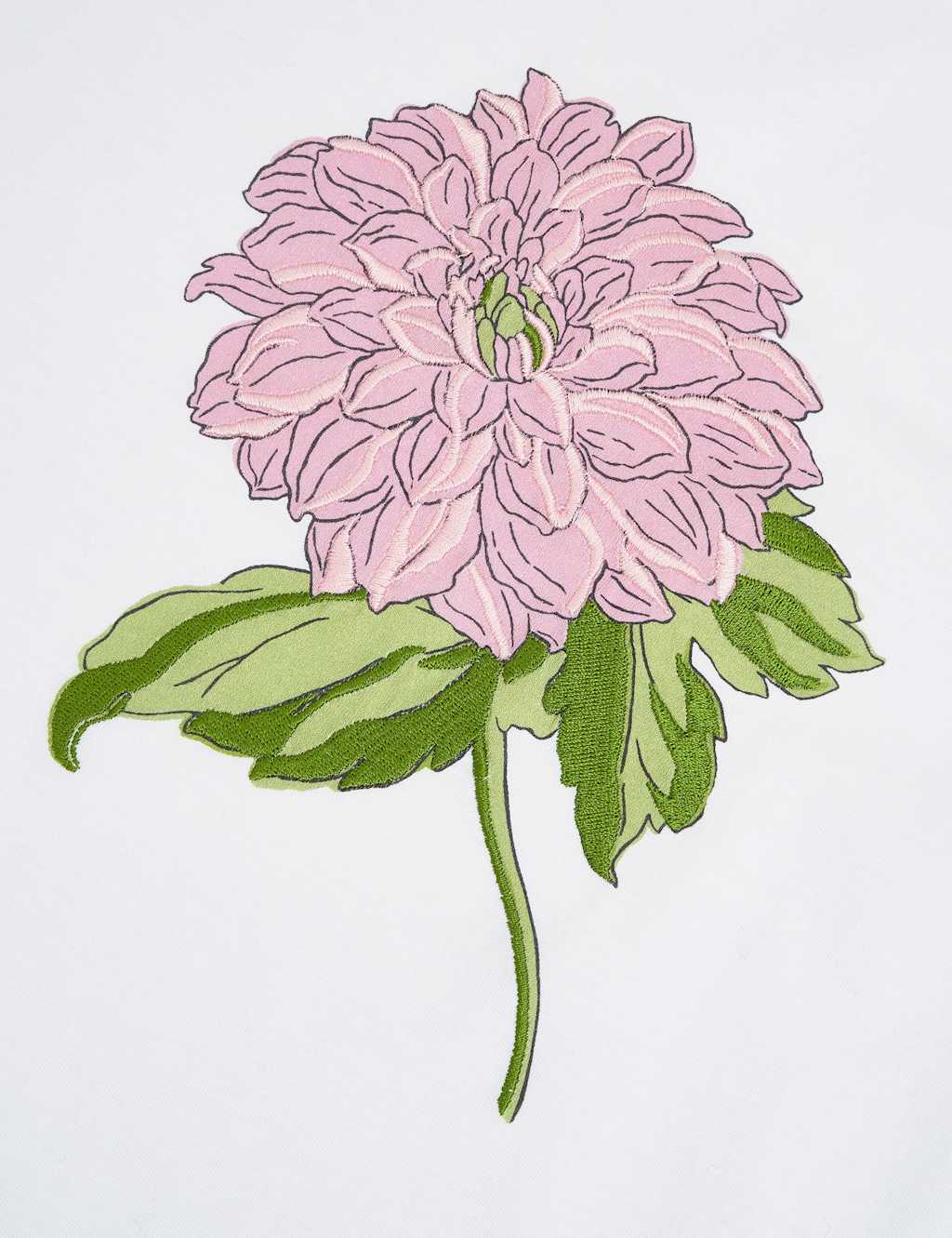 Pure Cotton Embroidered Flower T-Shirt 6 of 7