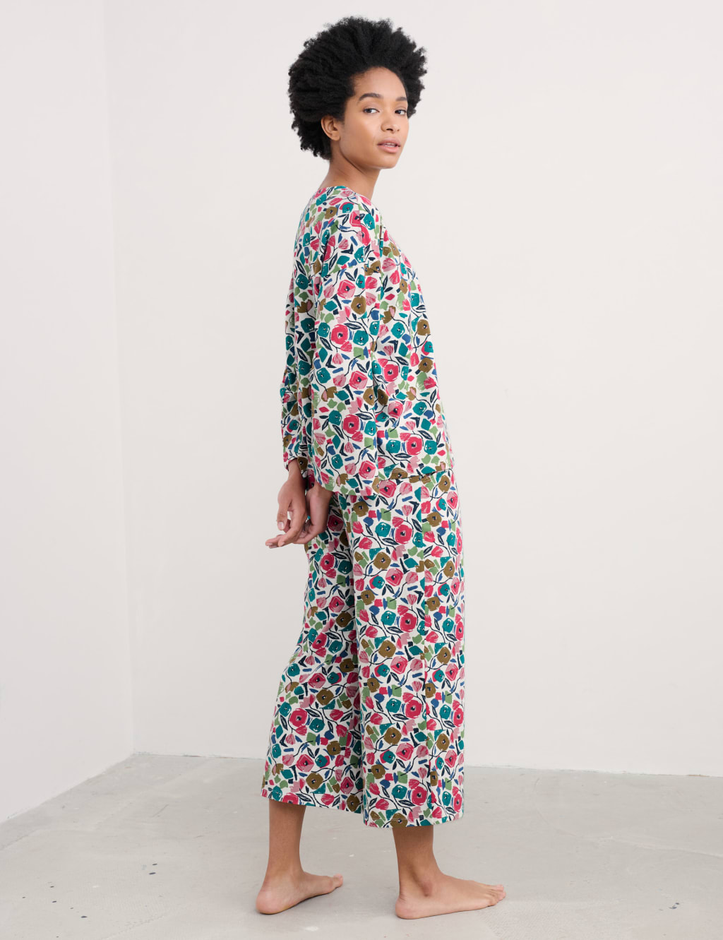 Cotton Rich Floral Cropped Pyjama Set 3 of 4