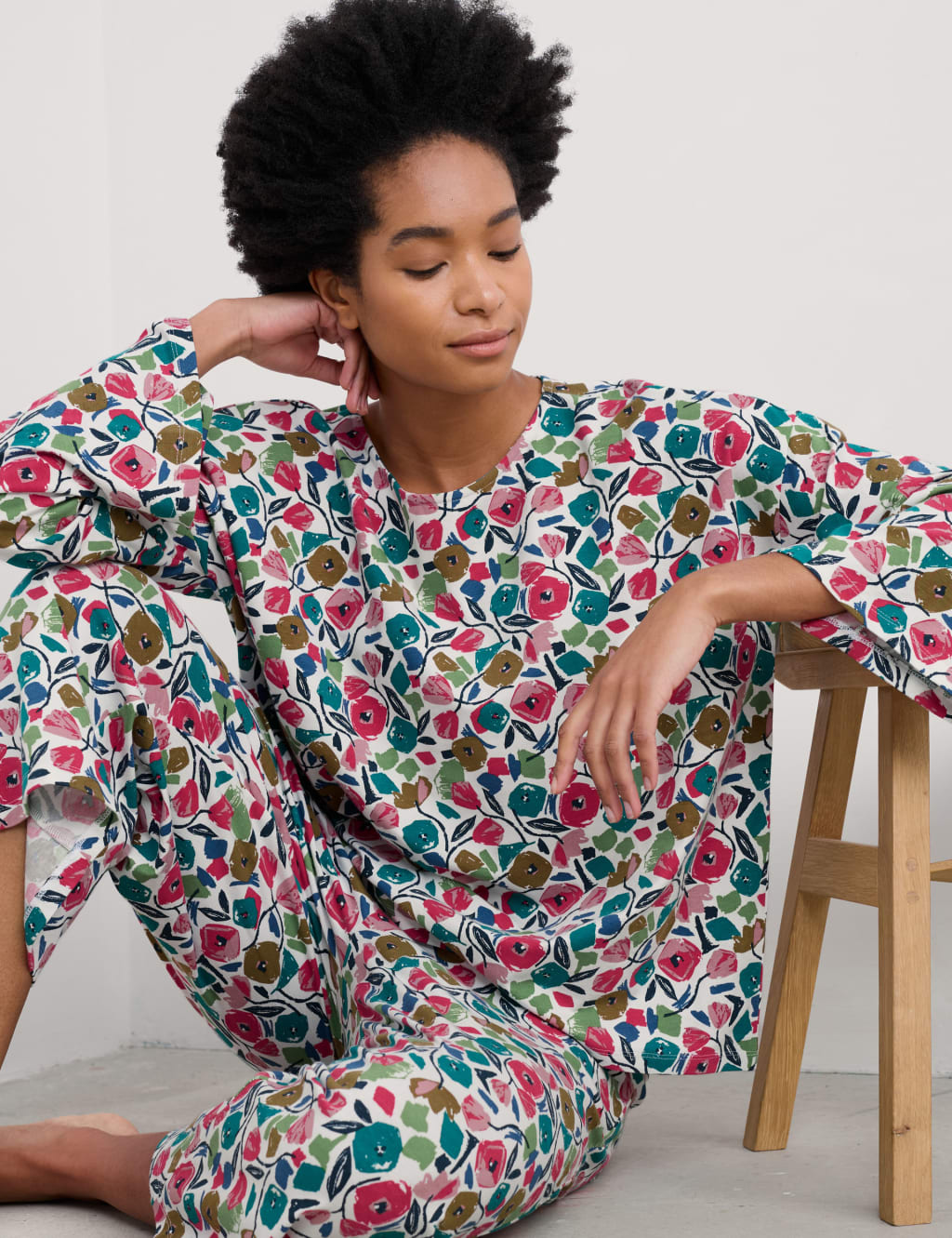 Cotton Rich Floral Cropped Pyjama Set 4 of 4