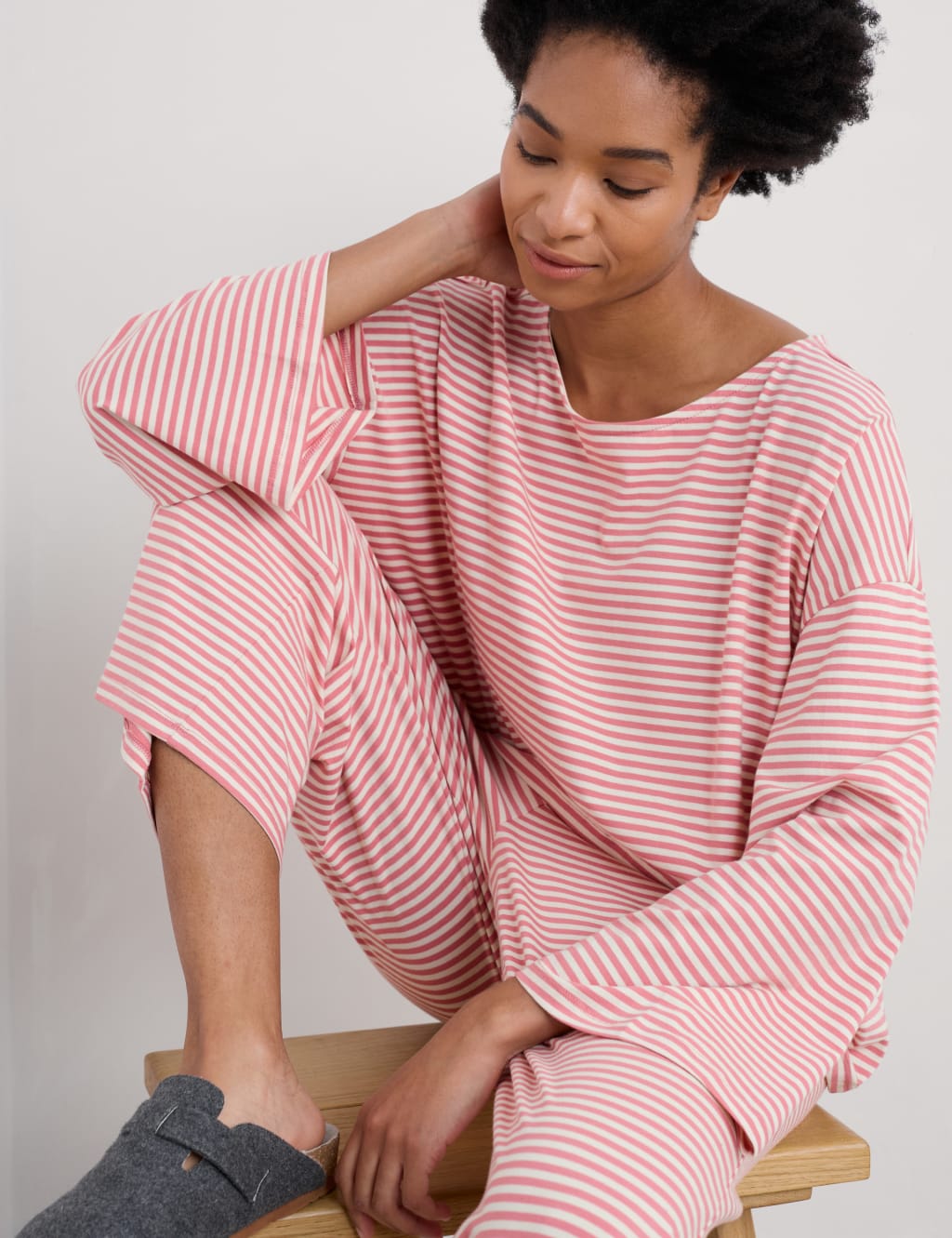 Cotton Rich Striped Cropped Pyjama Set 4 of 4