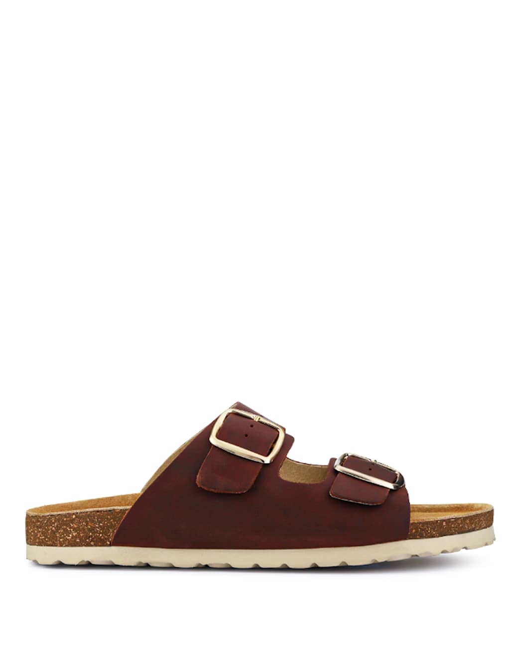 Leather Metallic Buckle Flat Sandals 2 of 7