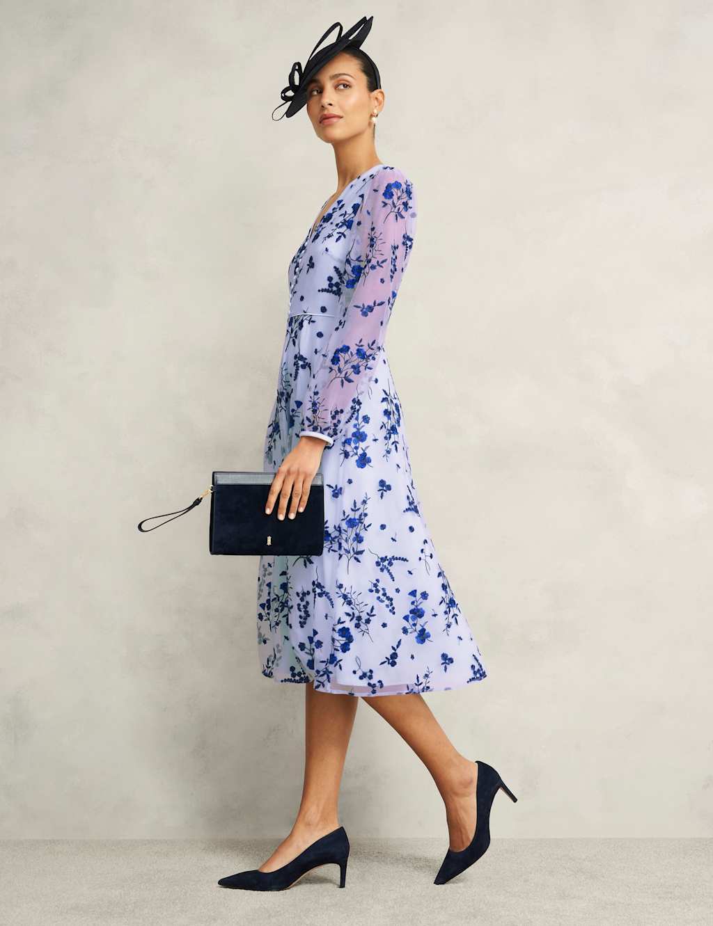 Embroidered V-Neck Midi Skater Dress 5 of 8