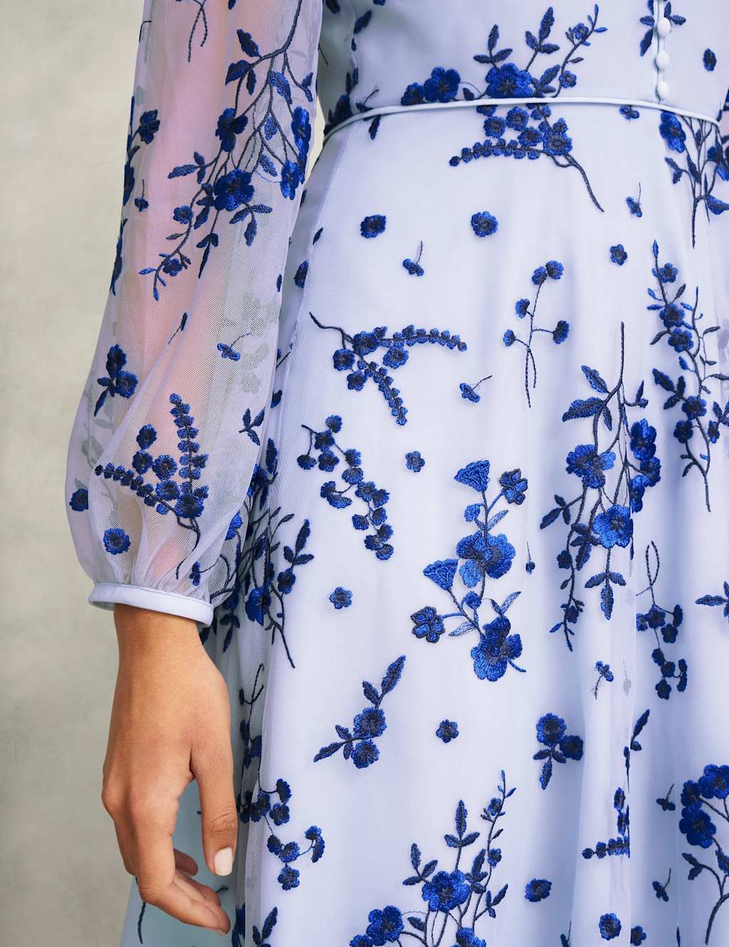 Embroidered V-Neck Midi Skater Dress 7 of 8