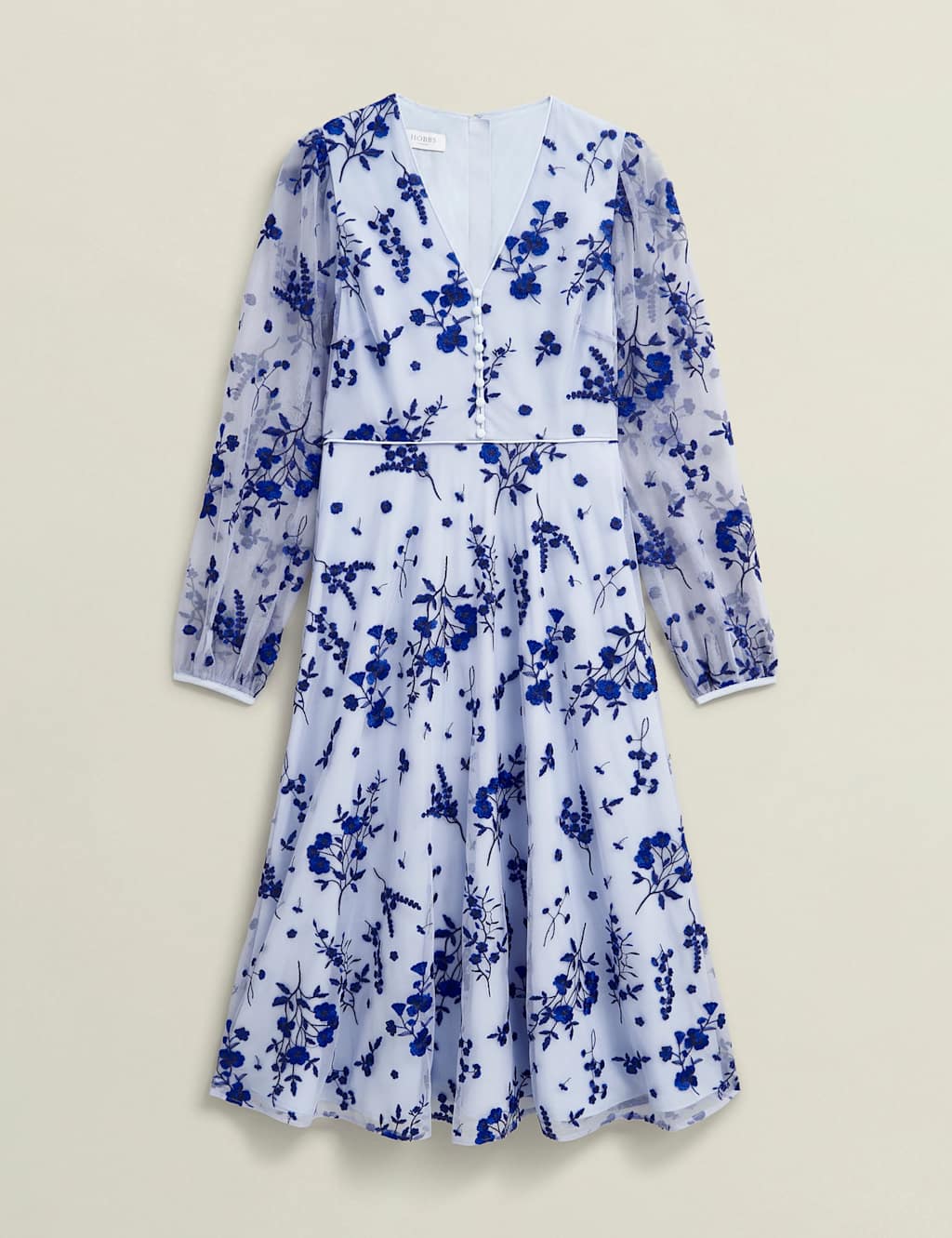 Embroidered V-Neck Midi Skater Dress 2 of 8