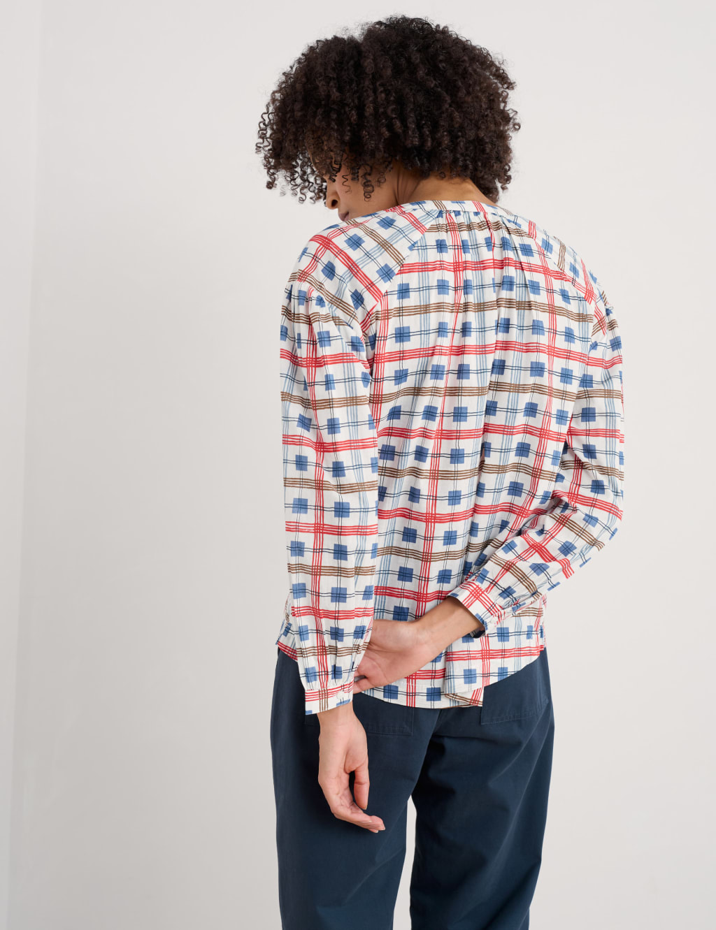 Pure Cotton Checked Round Neck Button Through Shirt 3 of 4
