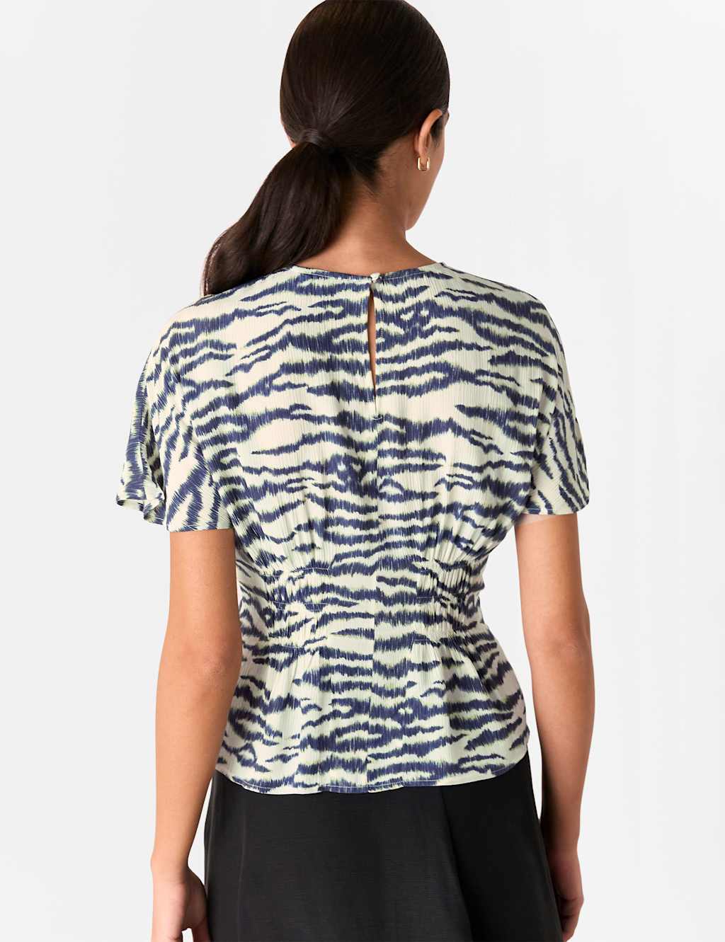 Animal Print Shirred Detail Blouse 3 of 4