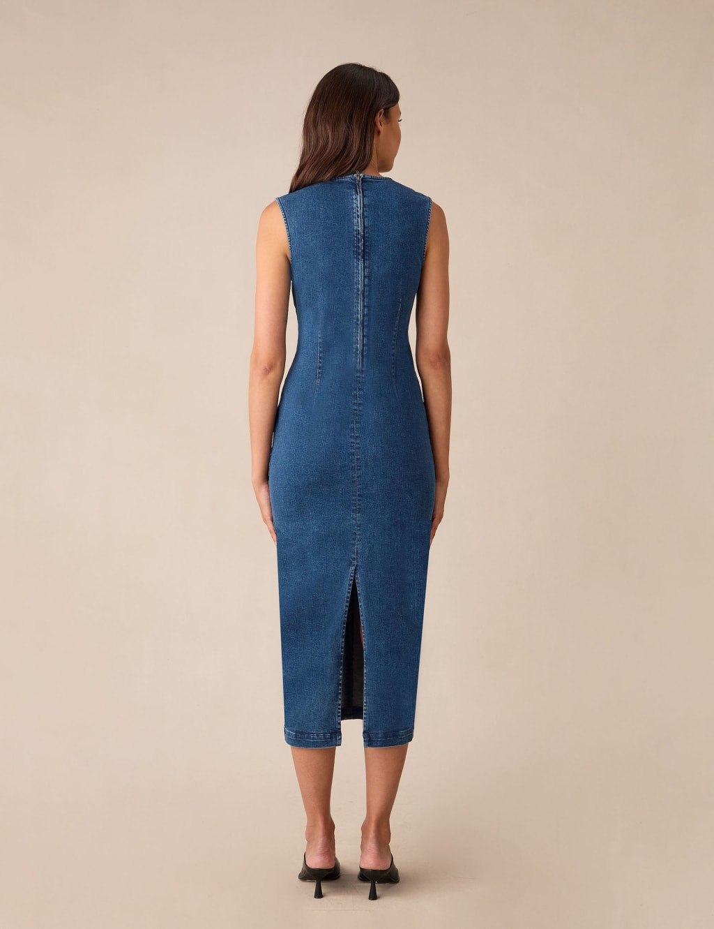 Denim Round Neck Midi Column Dress | RO&ZO | M&S 
