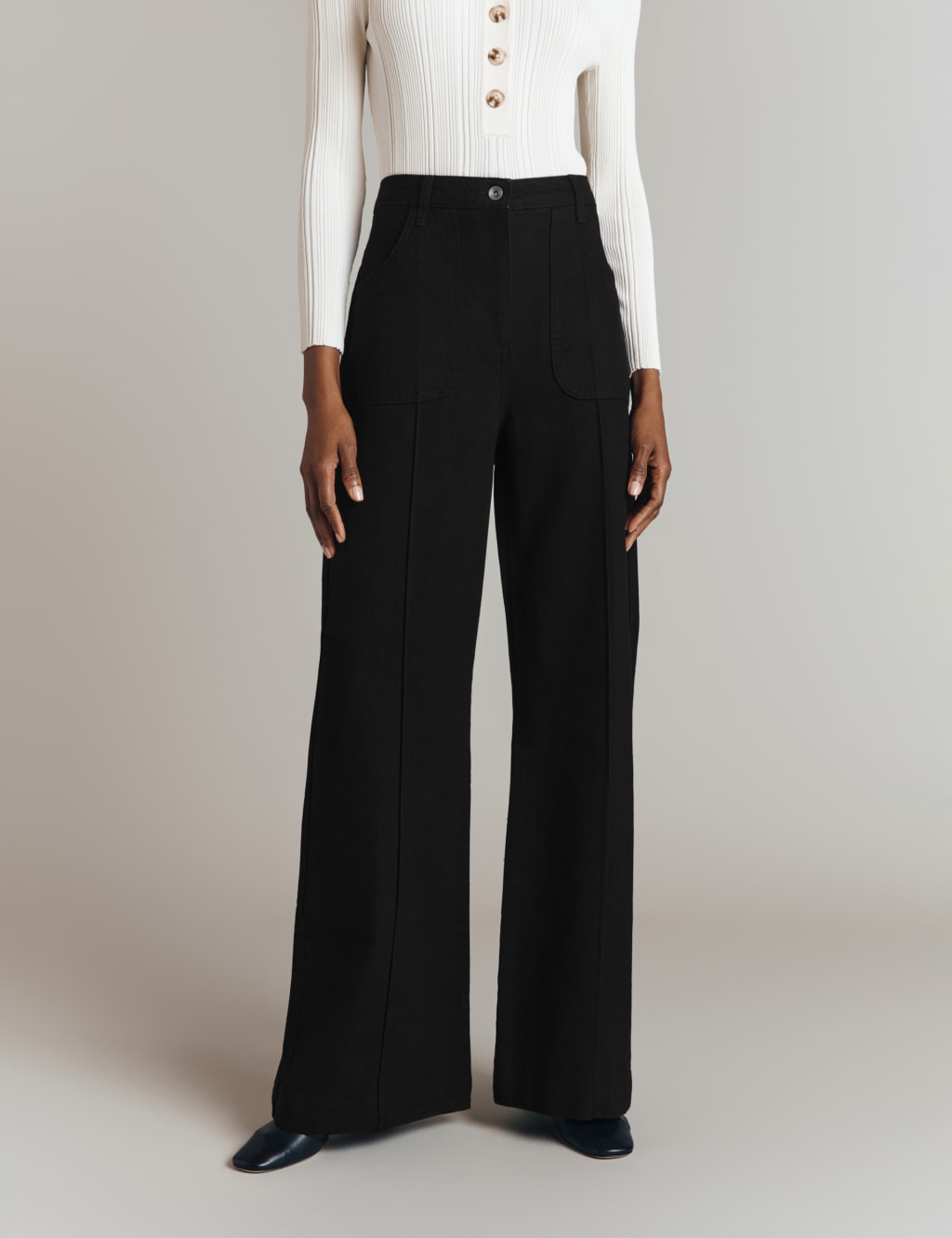 Cotton Rich Wide Leg Trousers 3 of 4