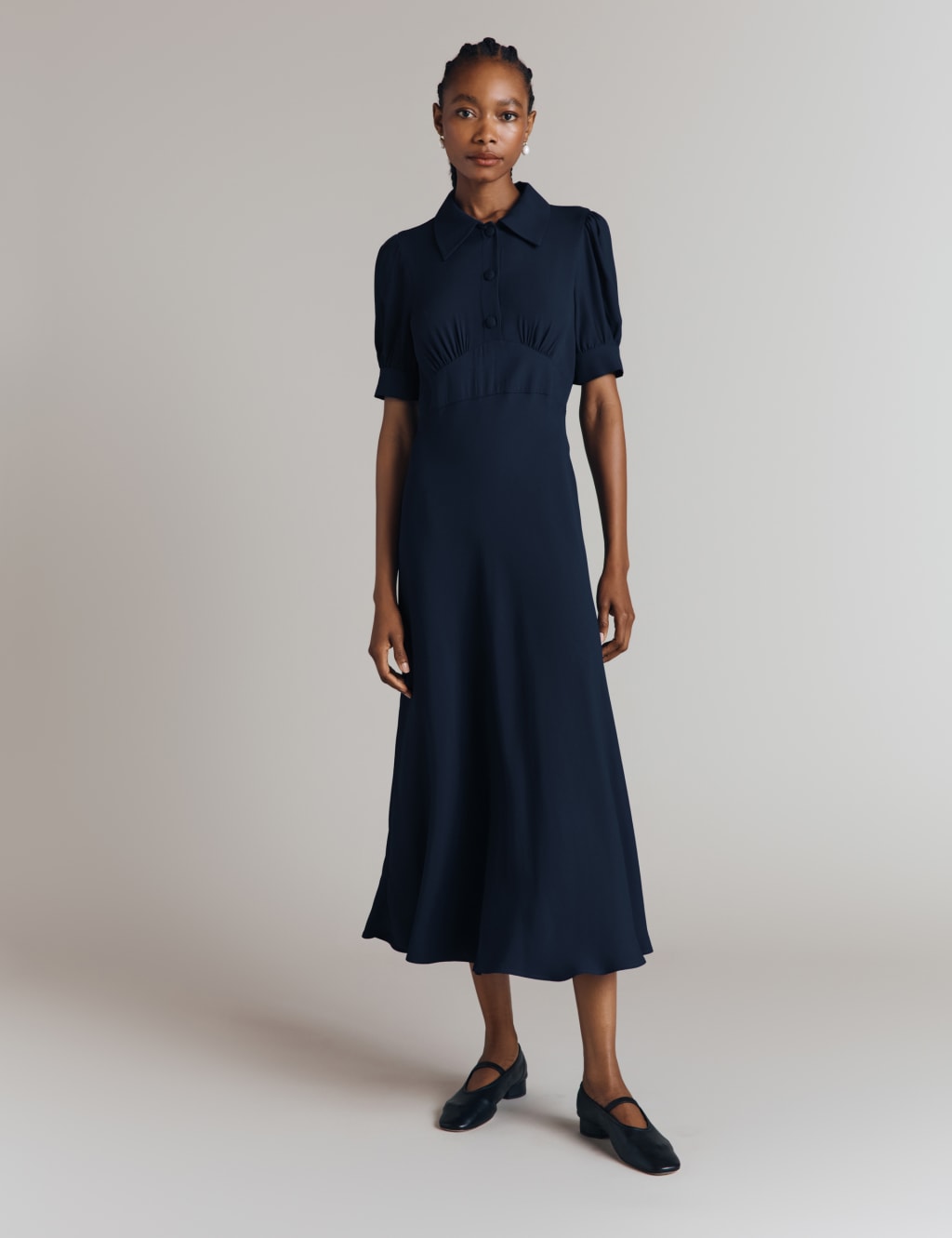 Crepe Midi Tea Dress