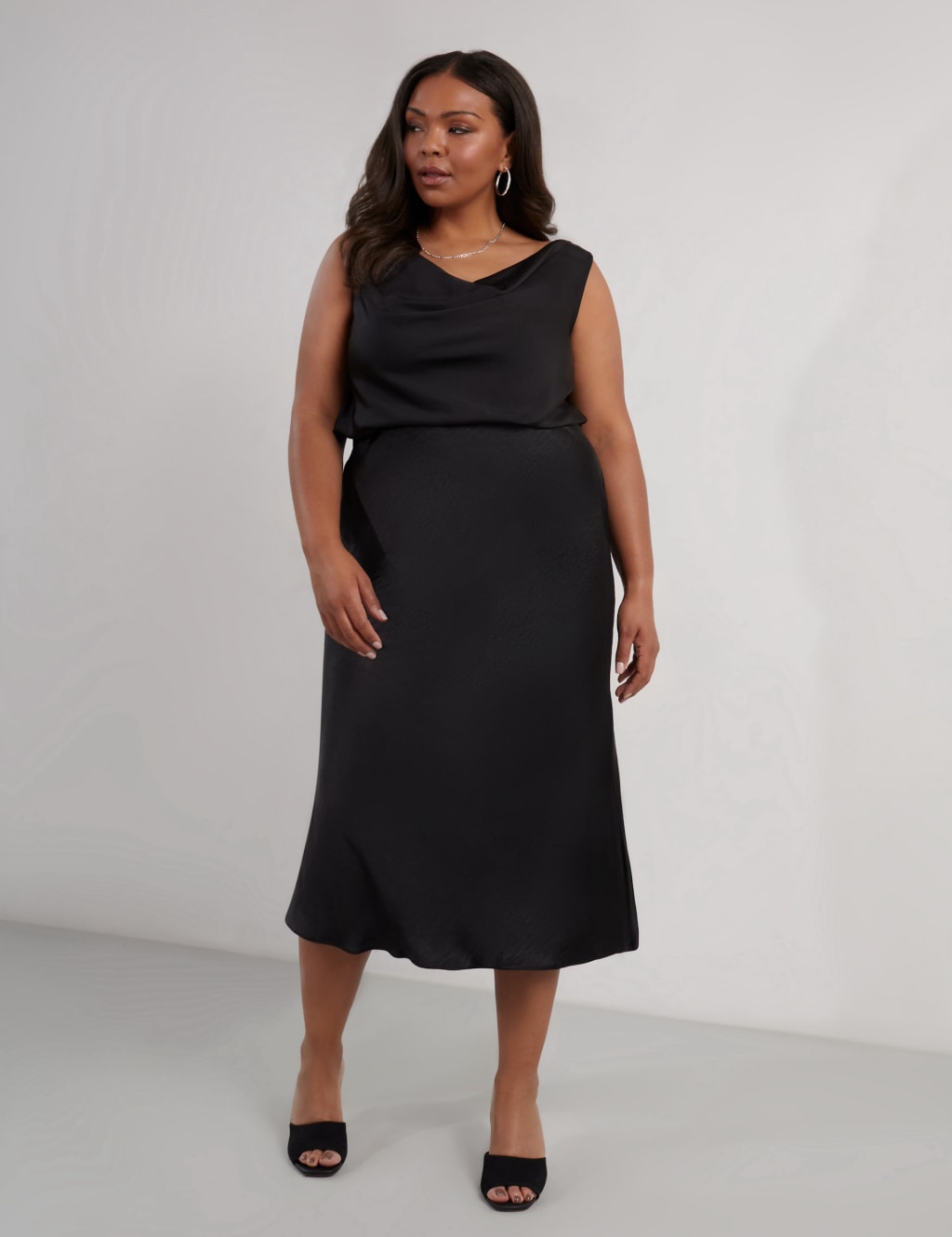Satin Midi A Line Skirt Live Unlimited London M S