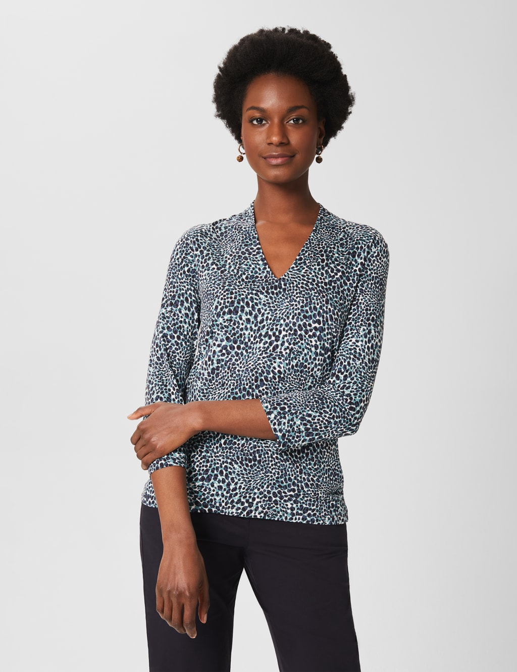 Animal Print V-Neck 3/4 Sleeve Top 1 of 4