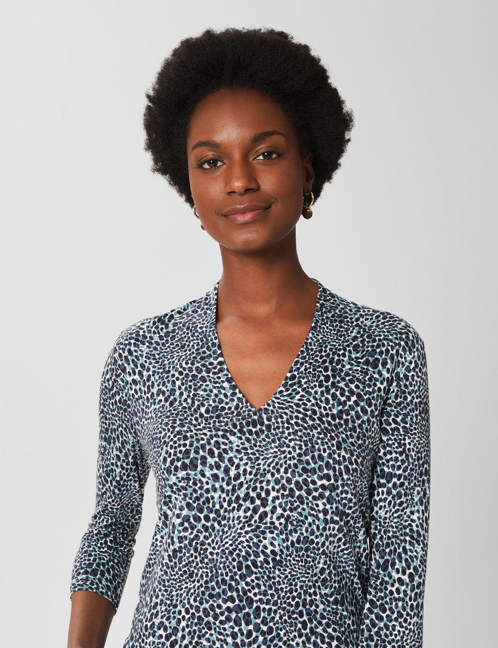 Animal Print V-Neck 3/4 Sleeve Top 3 of 4