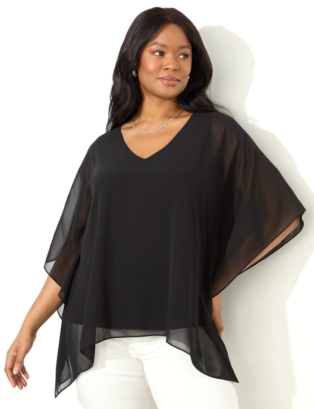 Hanky Hem Chiffon Overlay Top 2 of 4