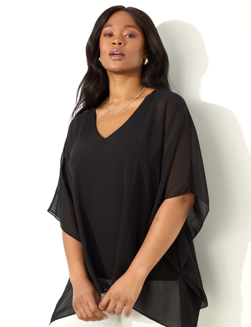 Hanky Hem Chiffon Overlay Top 3 of 4