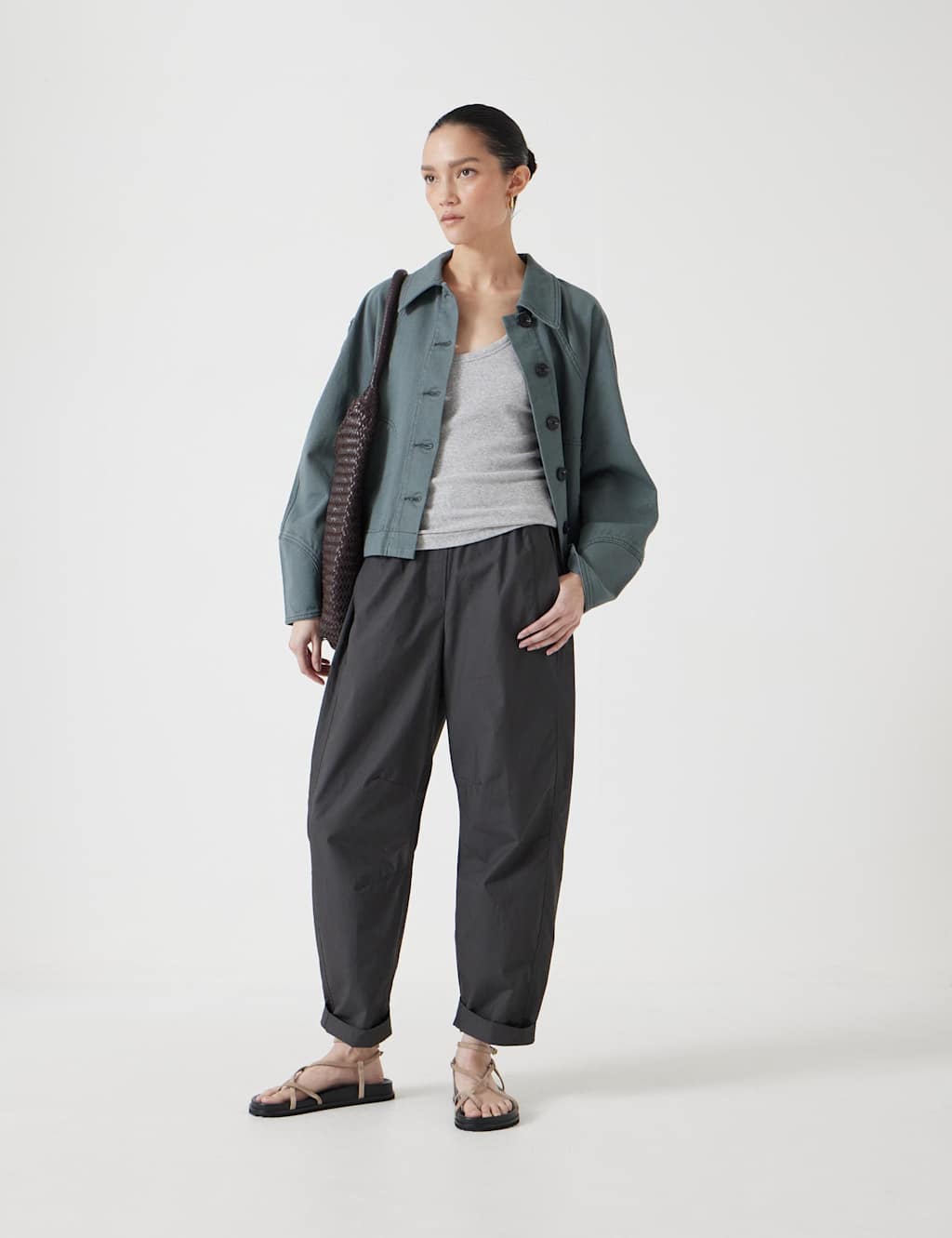 Pure Cotton Tapered Trousers 3 of 5