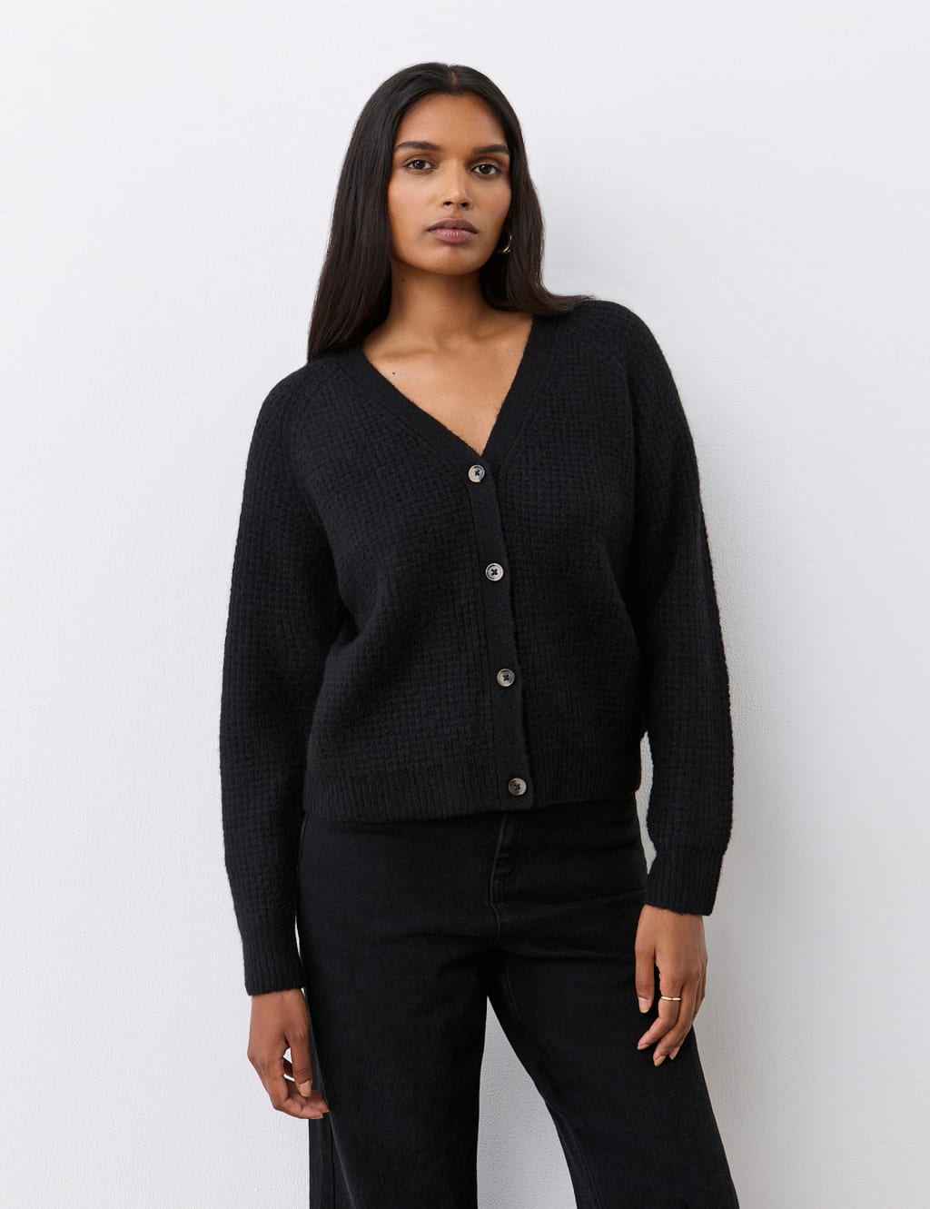 Wool Blend Textured Cardigan 1 of 4