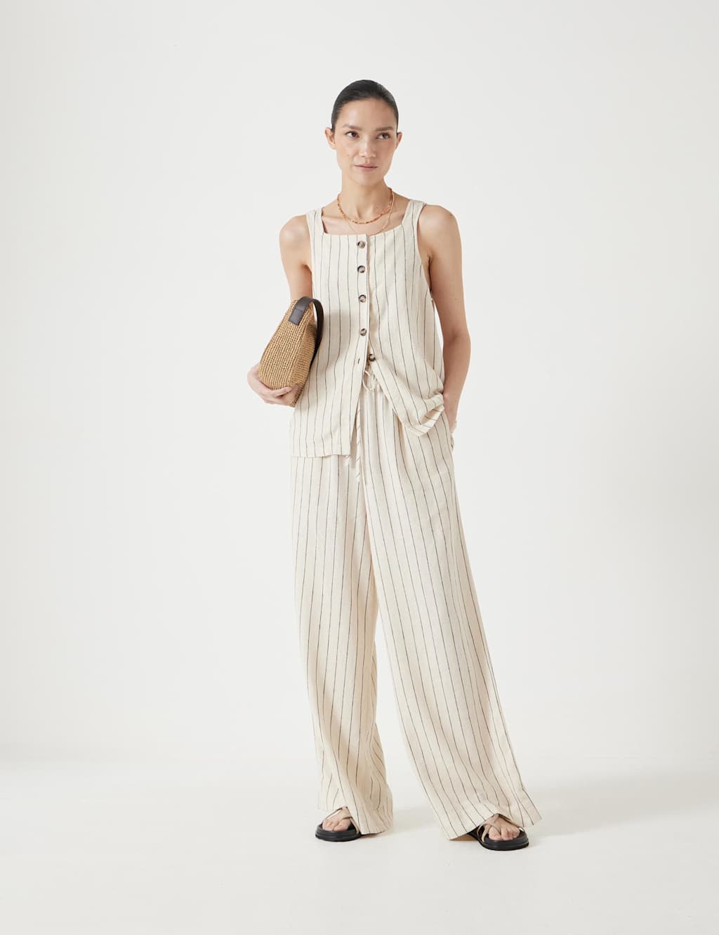 Linen Blend Wide Leg Trousers 3 of 5