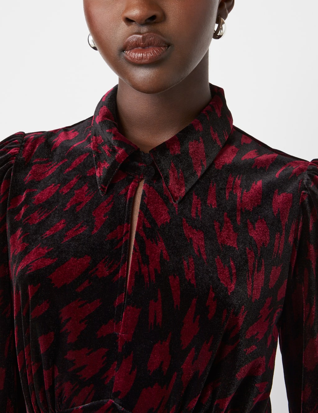 Velvet Animal Print Shirt Dress