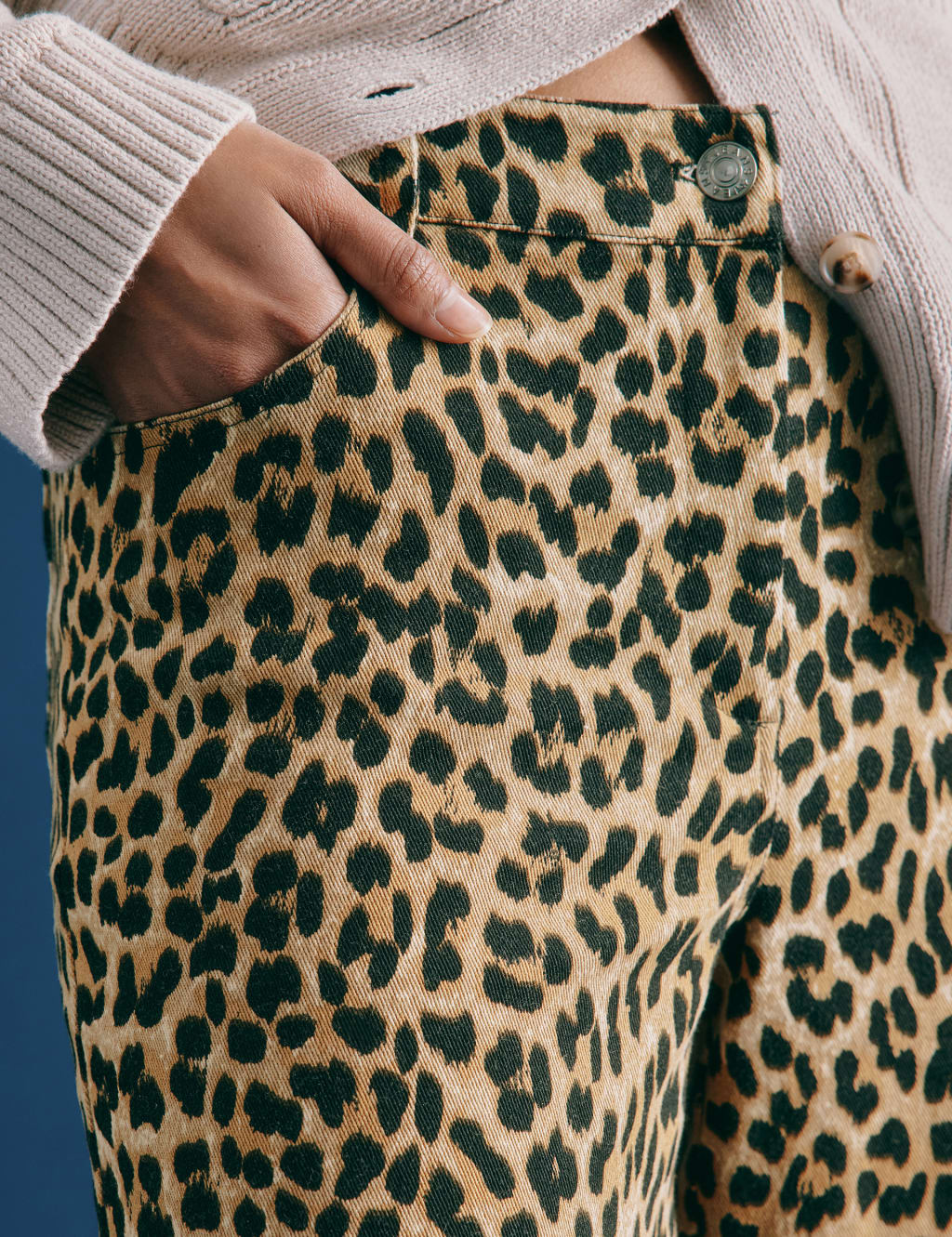 Twill Animal Print Wide Leg Trousers 4 of 6