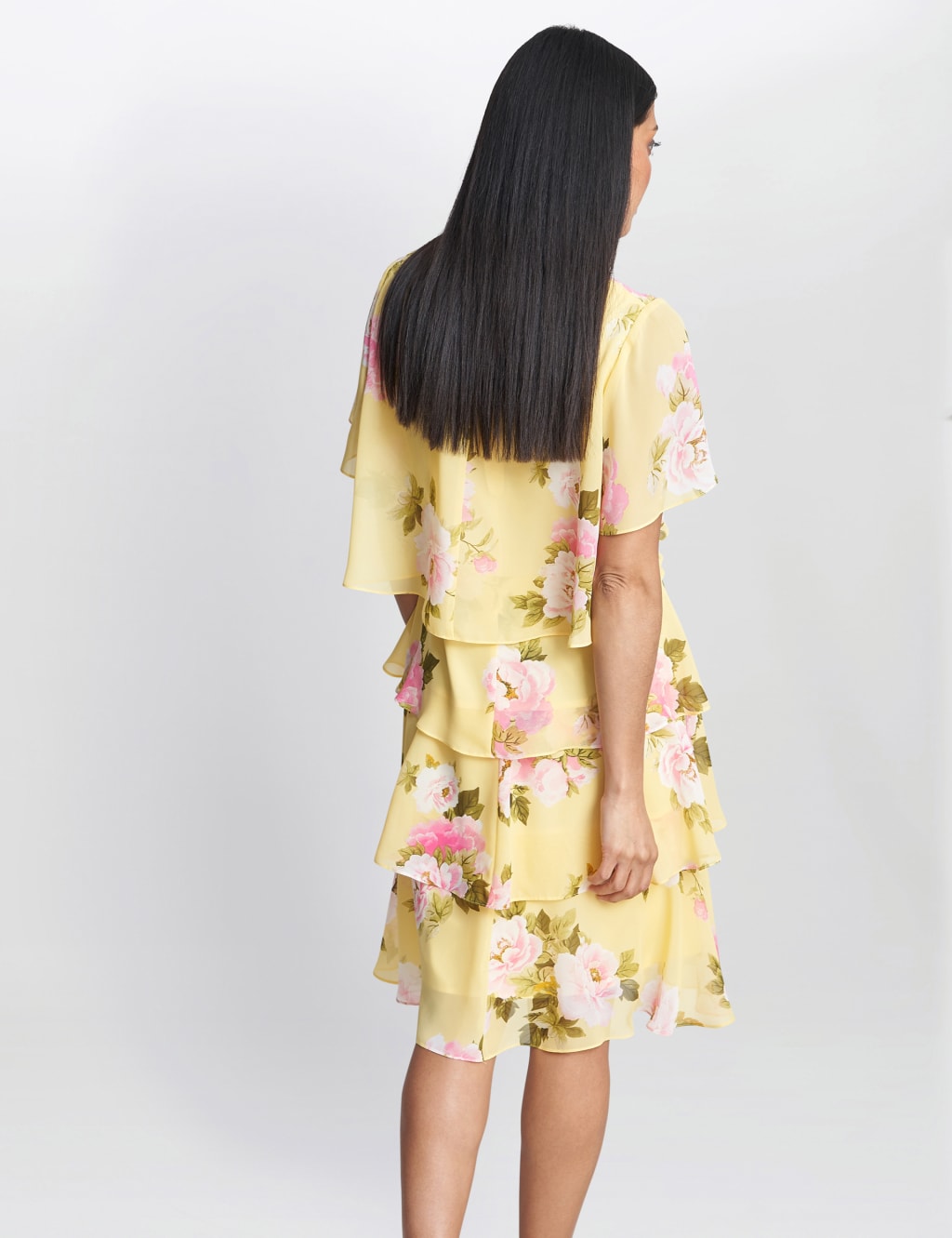 Floral V-Neck Knee Length Tiered Dress 3 of 5