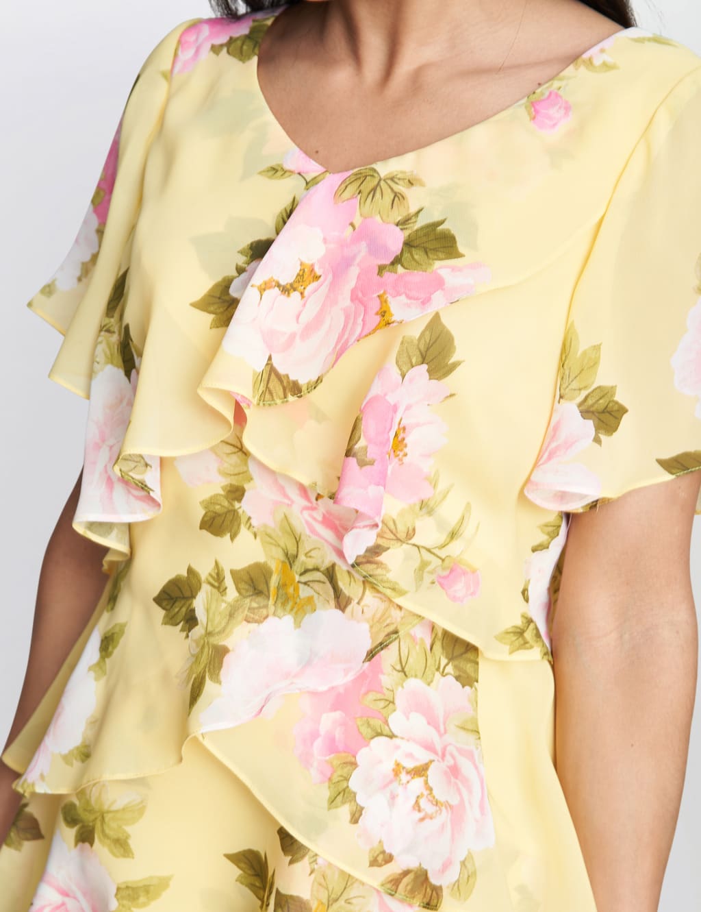Floral V-Neck Knee Length Tiered Dress 5 of 5