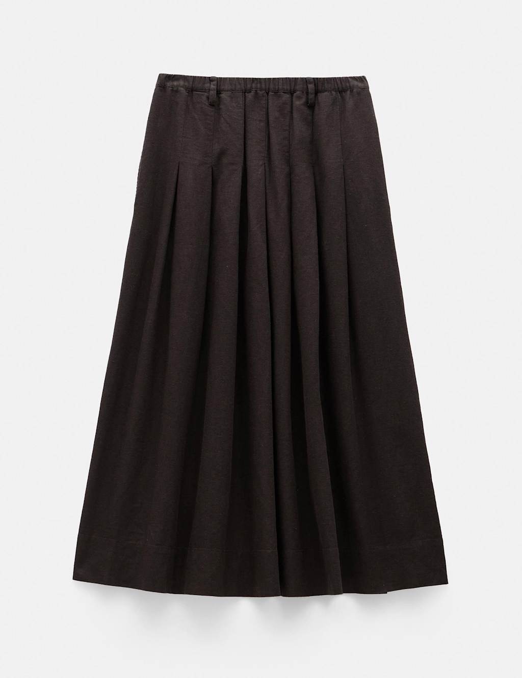 Linen Blend Pleated Midi A-Line Skirt 2 of 5