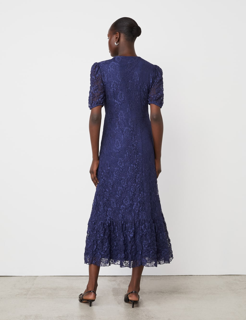 Lace V-Neck Midi Tiered Dress 2 of 4