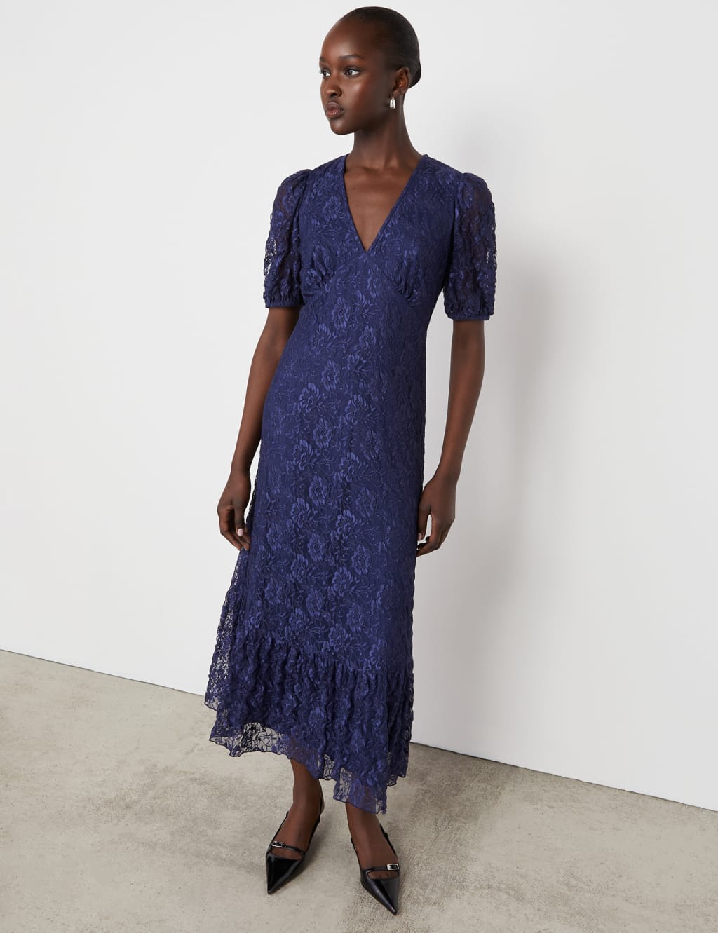 Lace V-Neck Midi Tiered Dress 3 of 4