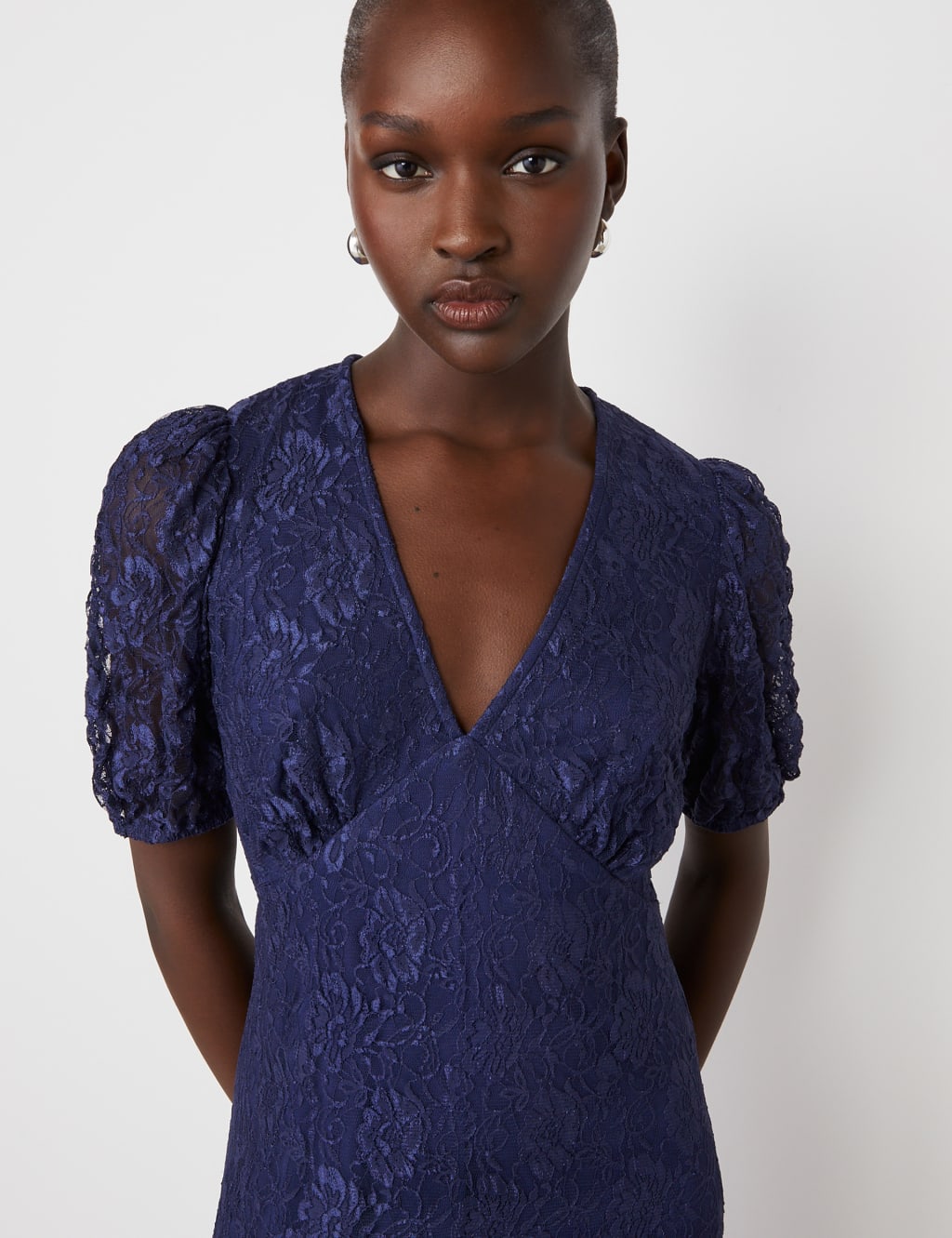 Lace V-Neck Midi Tiered Dress 4 of 4