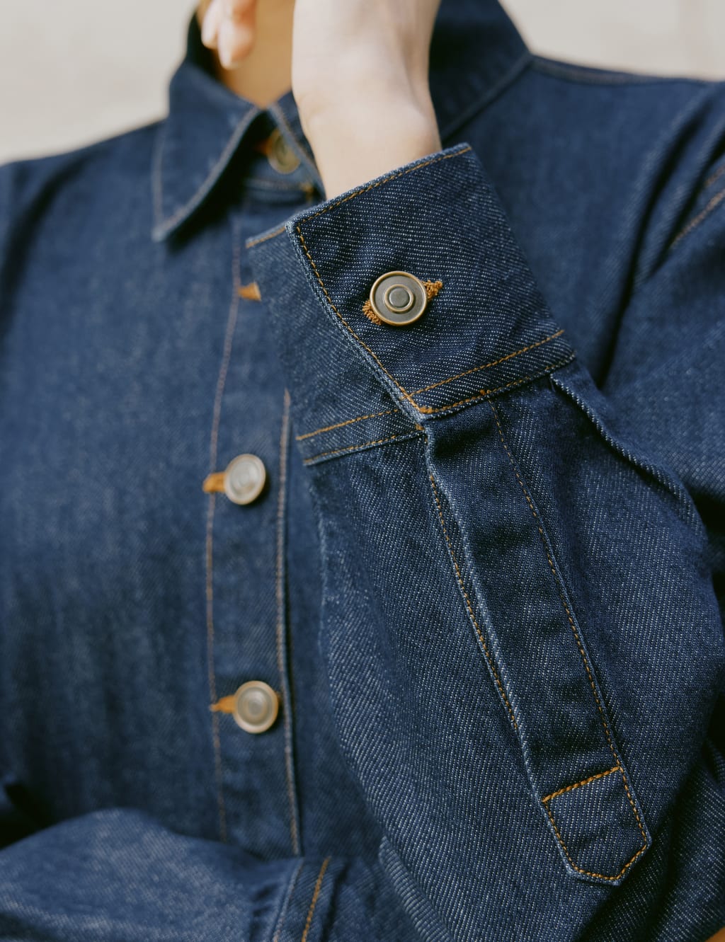 Denim Pleated Midi Shirt Dress 5 of 5