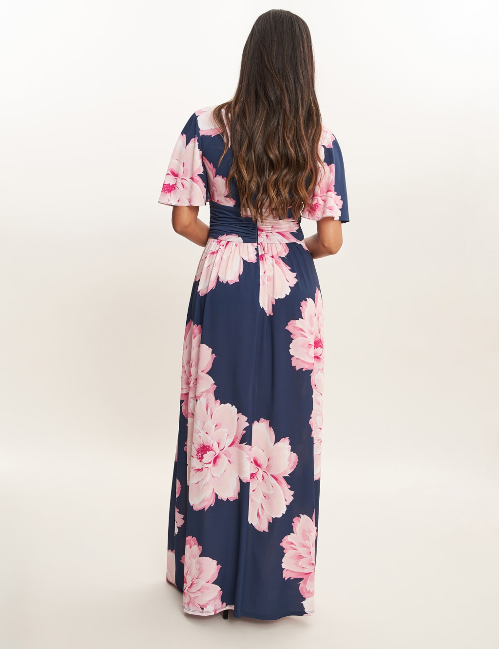 Floral V-Neck Maxi Waisted Dress 3 of 4