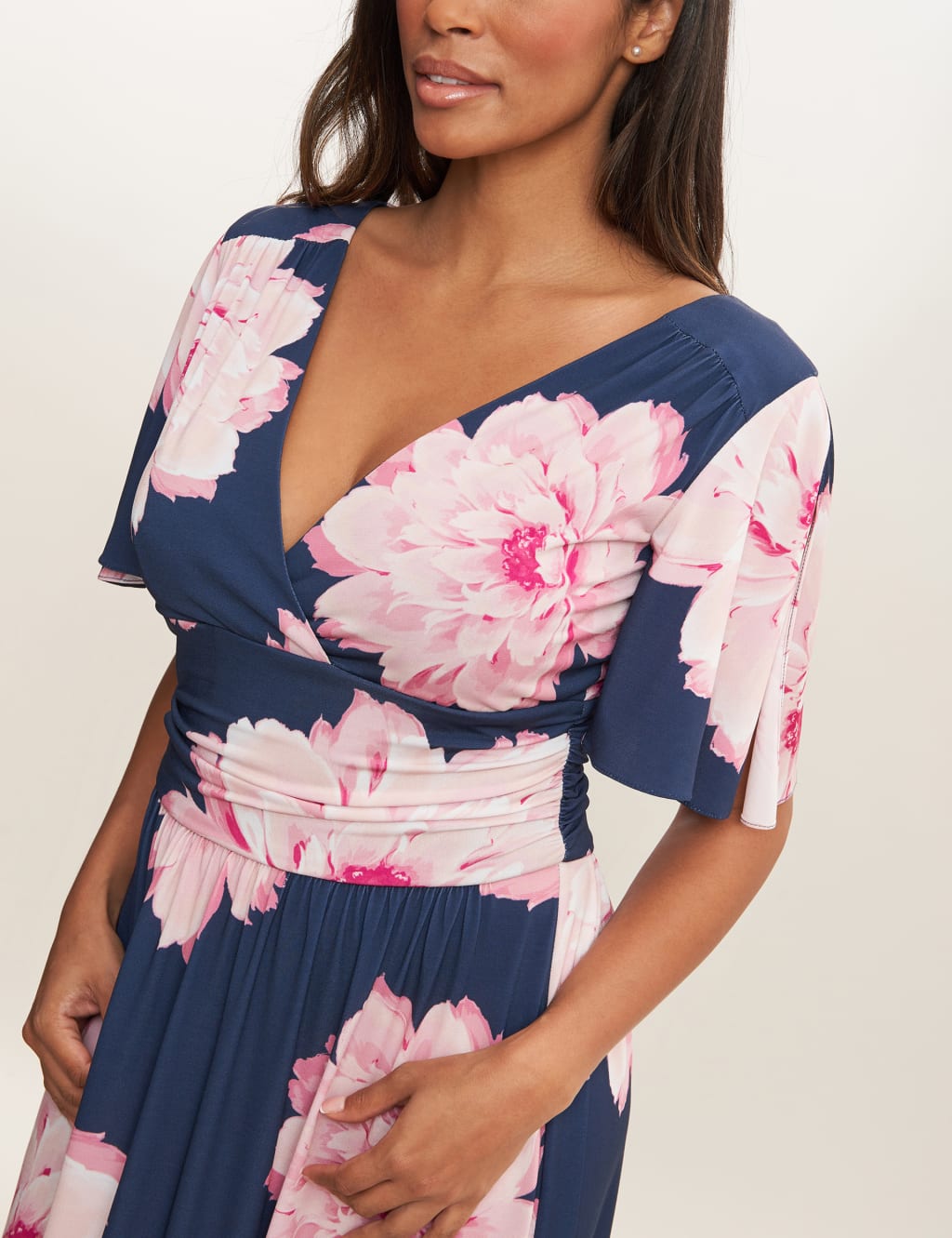 Floral V-Neck Maxi Waisted Dress 4 of 4