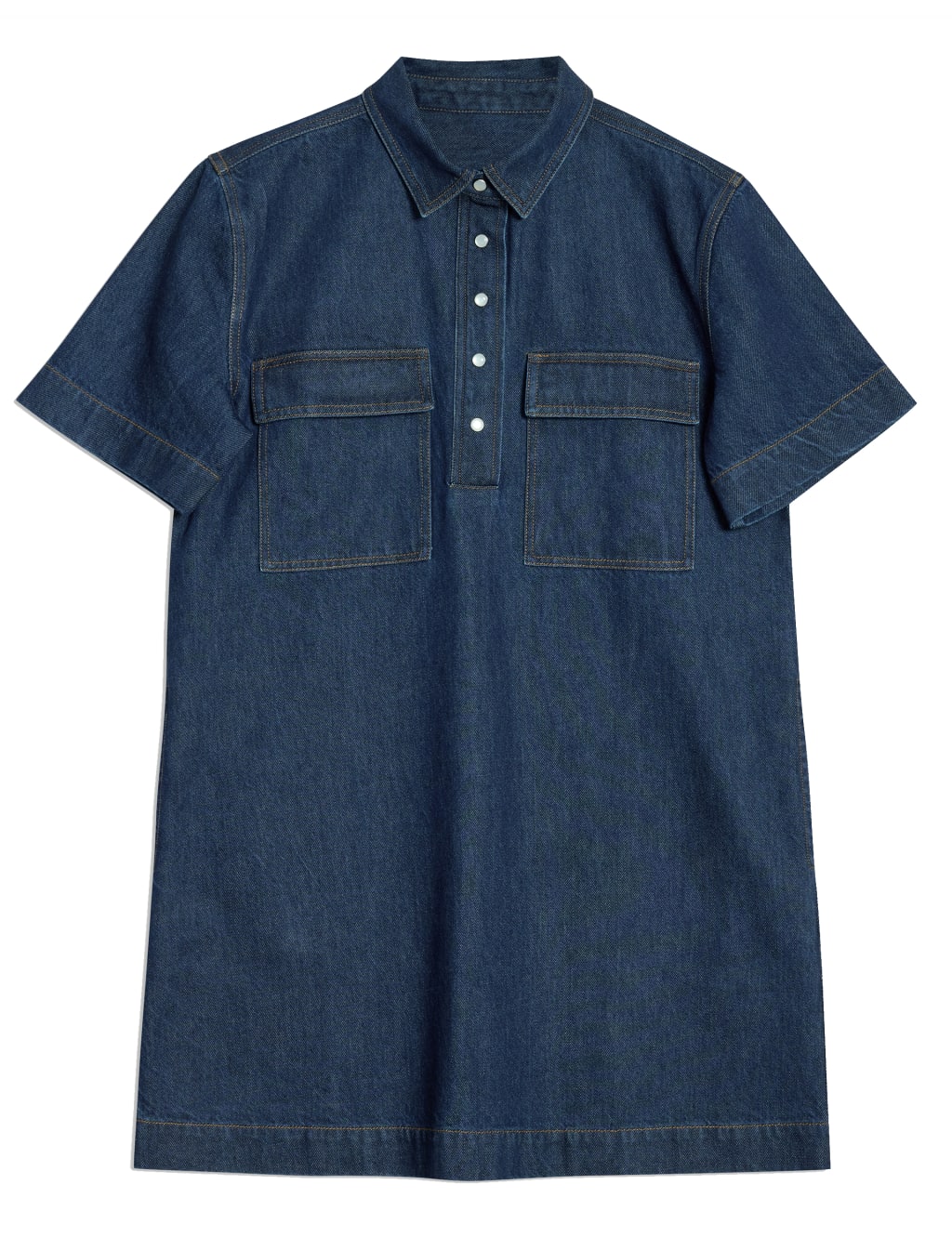 Denim Mini Shift Shirt Dress 2 of 5