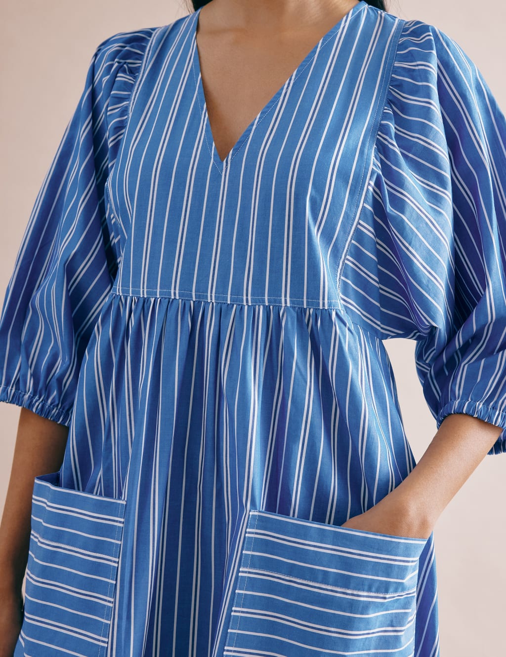 Cotton Rich Striped V-Neck Midi Skater Dress 5 of 5