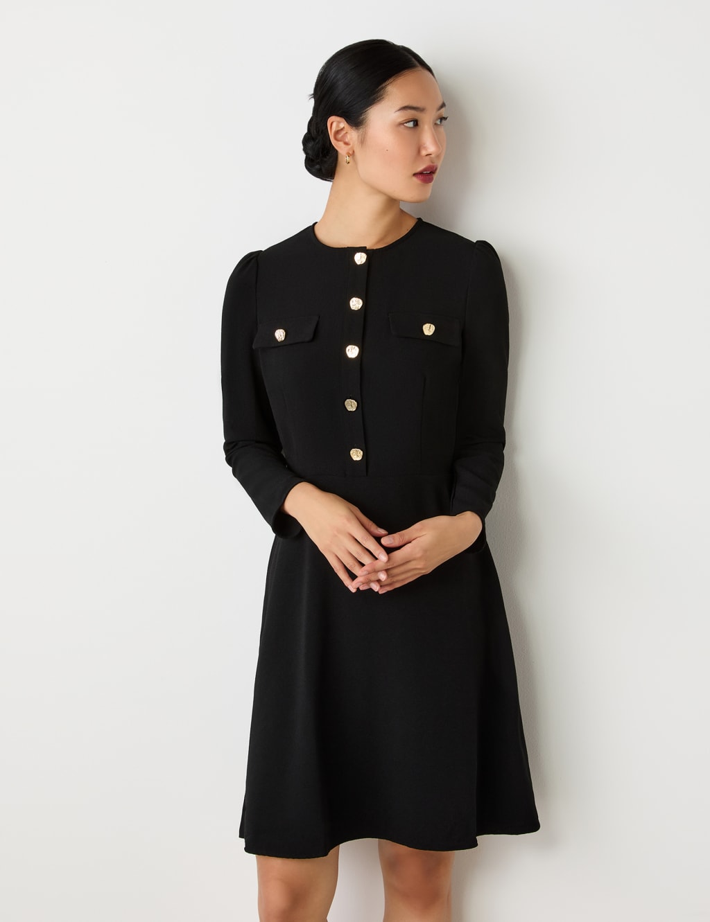 Crepe Knee Length Tailored Dress 3 of 4