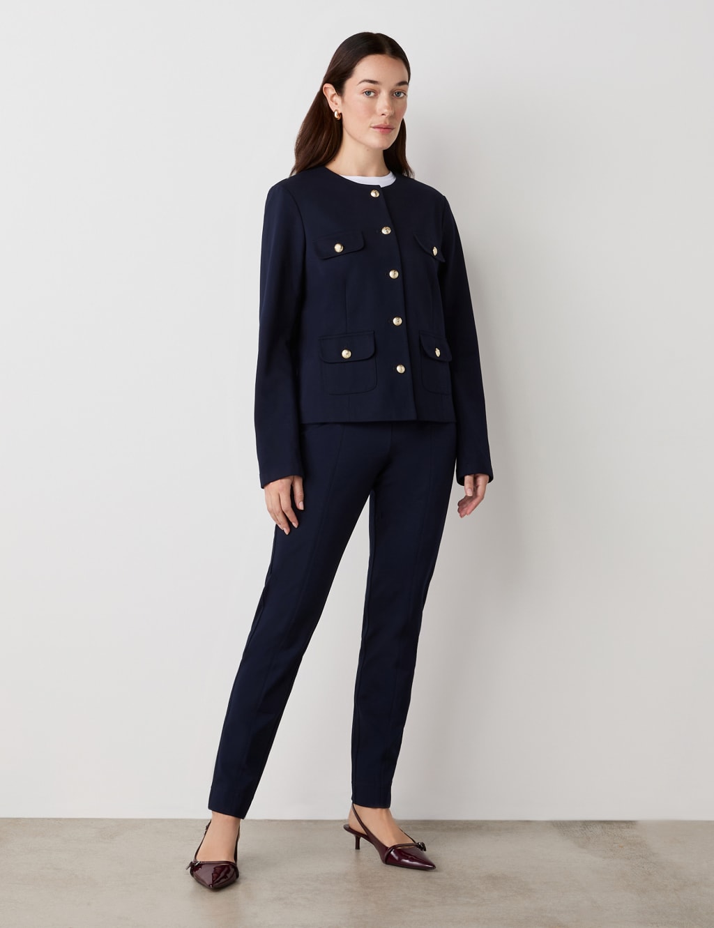 Ponte Jersey Collarless Short Jacket 2 of 5