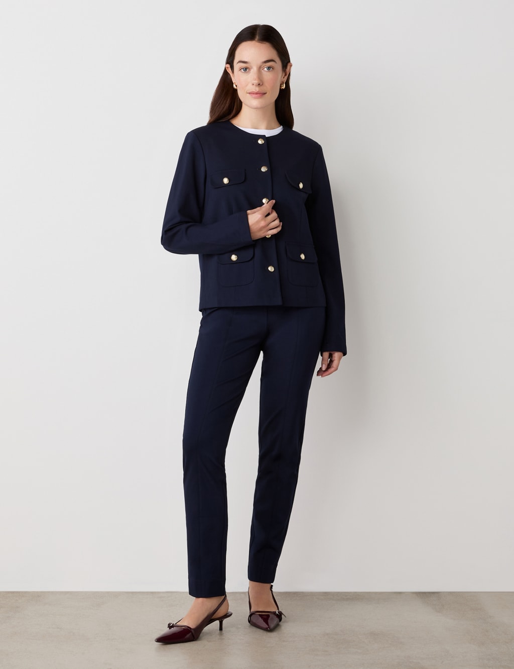 Ponte Jersey Collarless Short Jacket 4 of 5