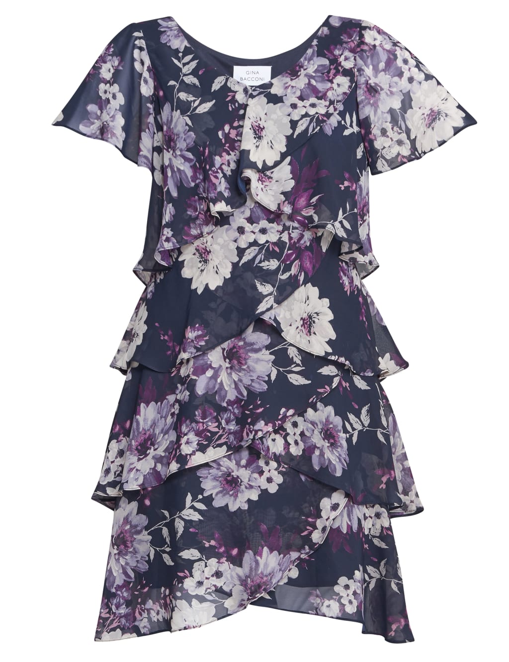 Floral V-Neck Knee Length Tiered Dress 2 of 5